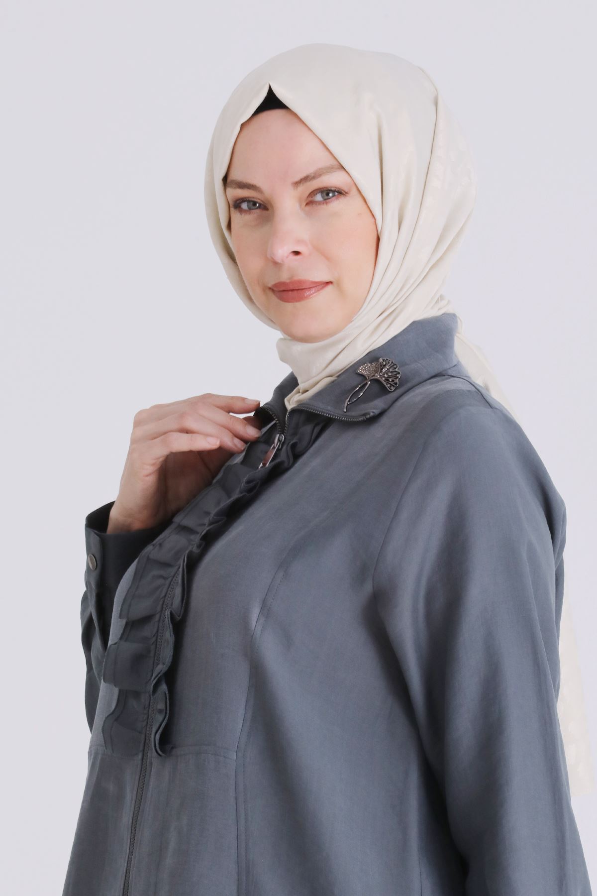 Büyük Beden Tesettür Pantolonlu Takım 35146 Nefti