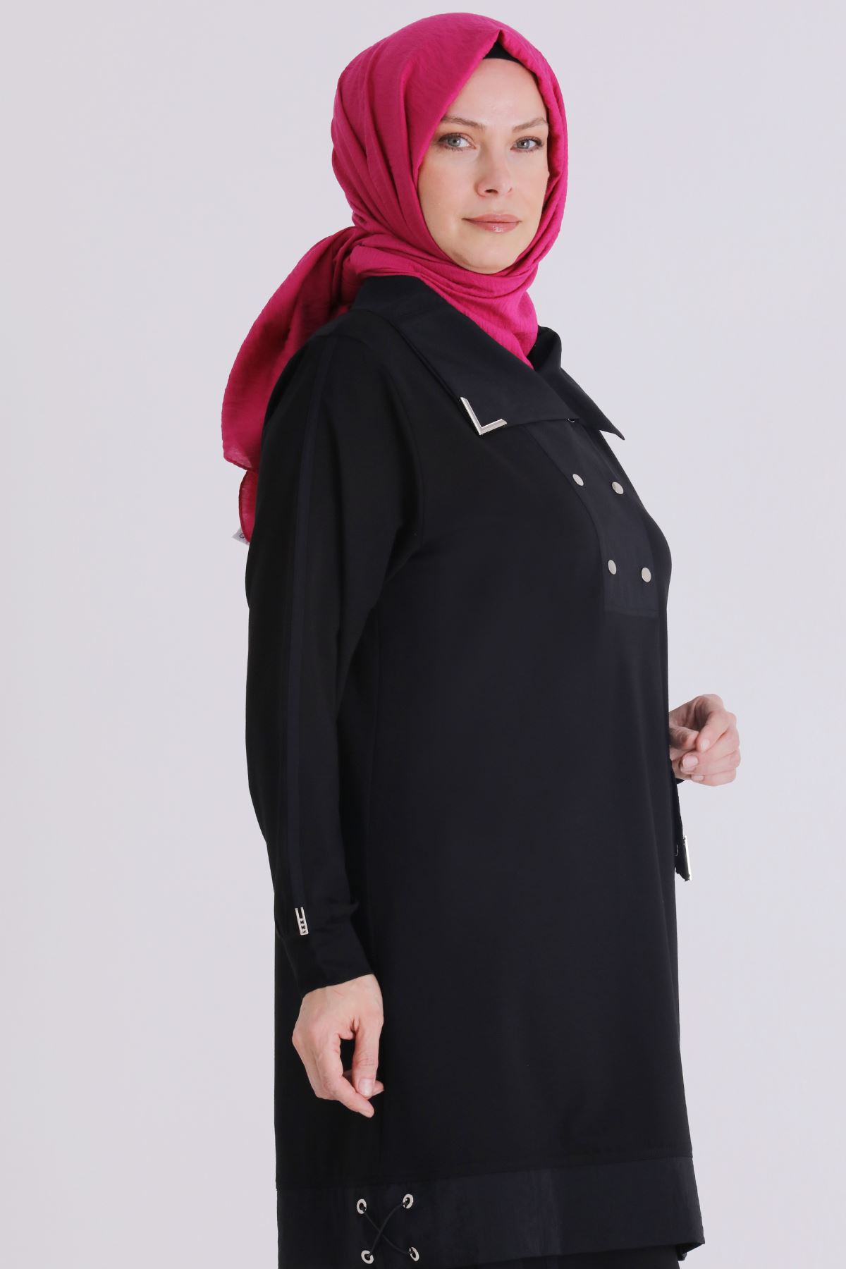 Büyük Beden Tesettür Pantolonlu Takım 35143 Siyah