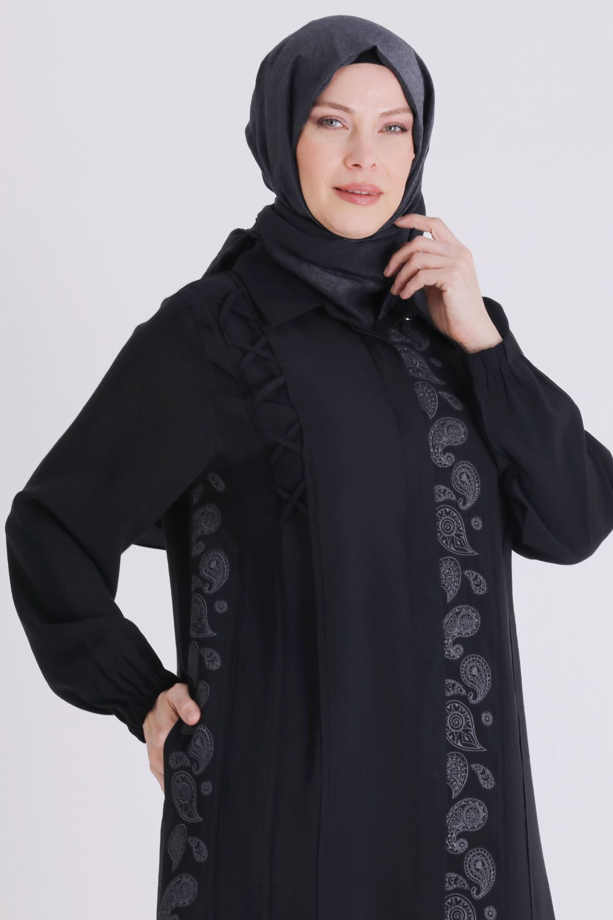 Büyük Beden Tesettür Pantolonlu Takım 35142 Siyah