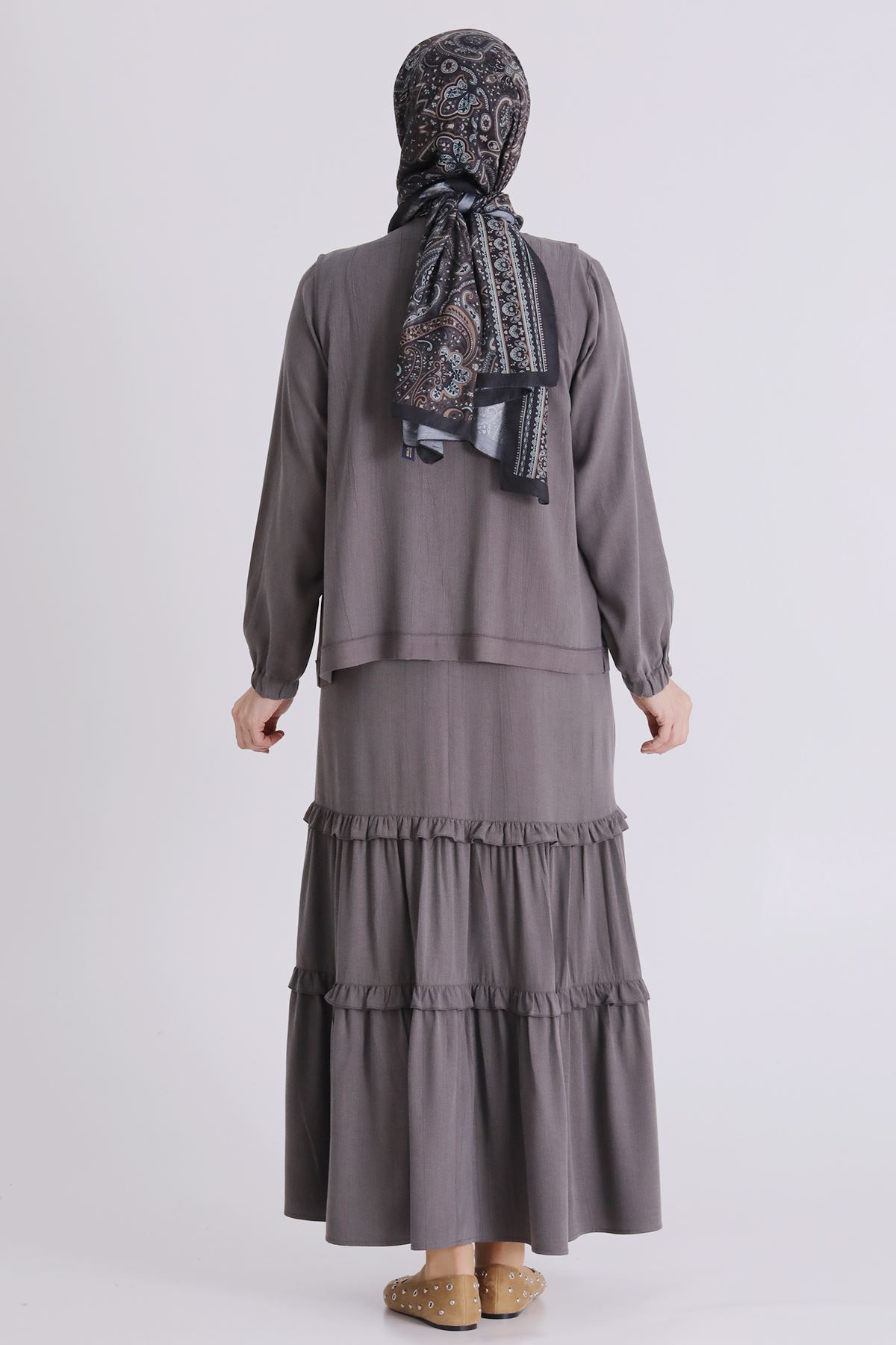 Büyük Beden Tesettür İkili Takım 4004 Duman Gri
