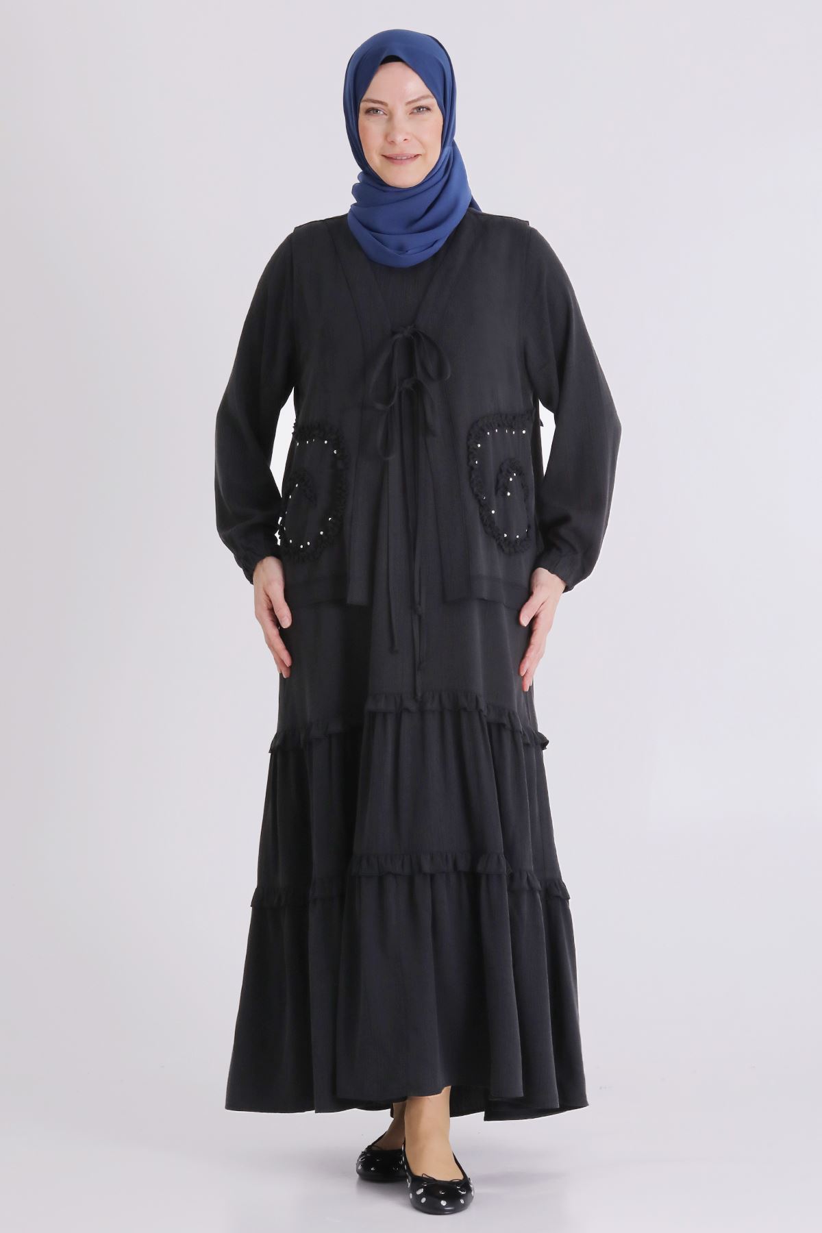 Büyük Beden Tesettür İkili Takım 4004 Siyah