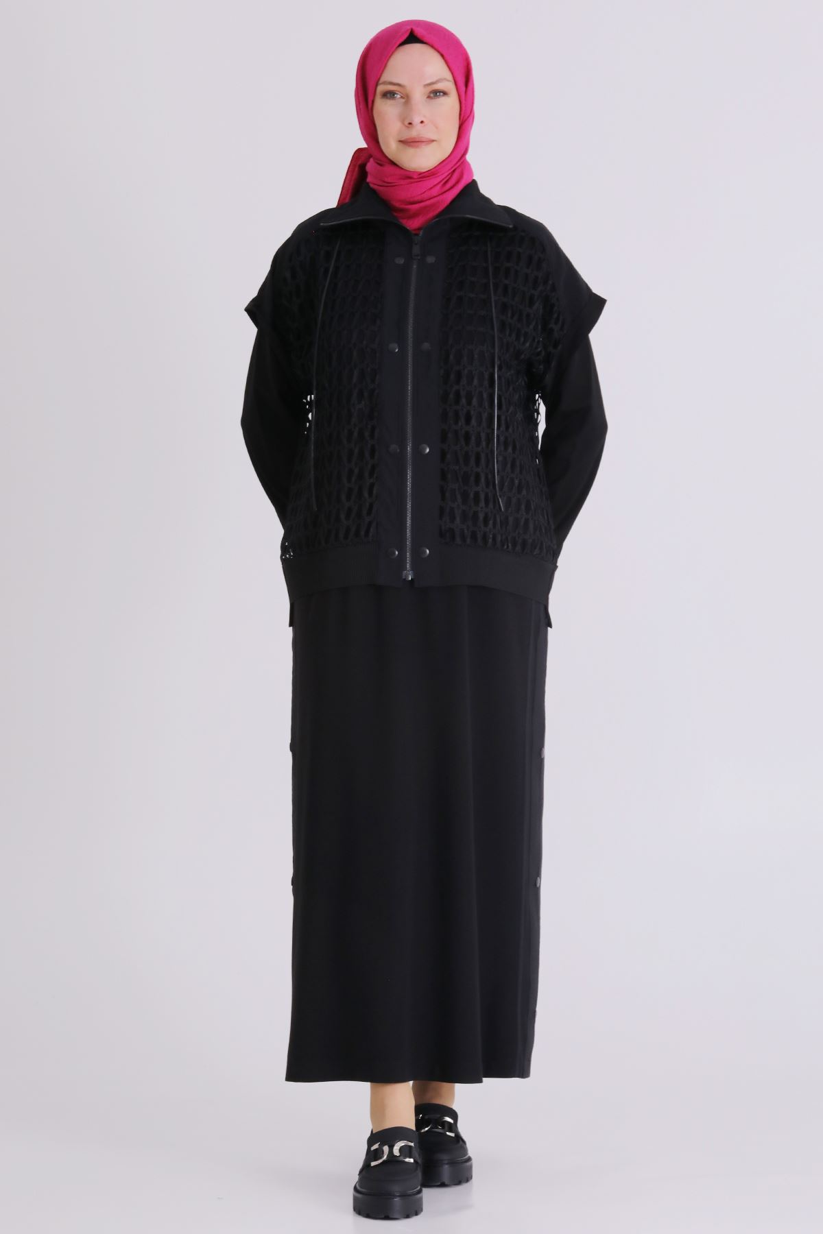 Büyük Beden Tesettür İkili Takım 40015 Siyah