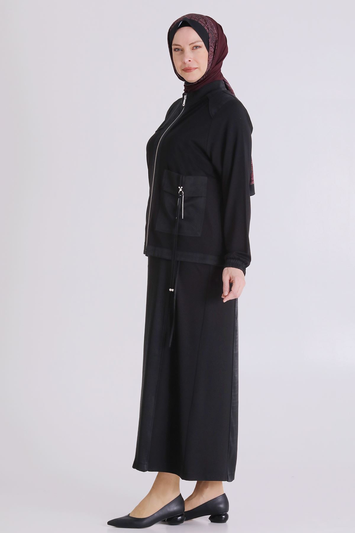 Büyük Beden Tesettür İkili Takım 40014 Siyah