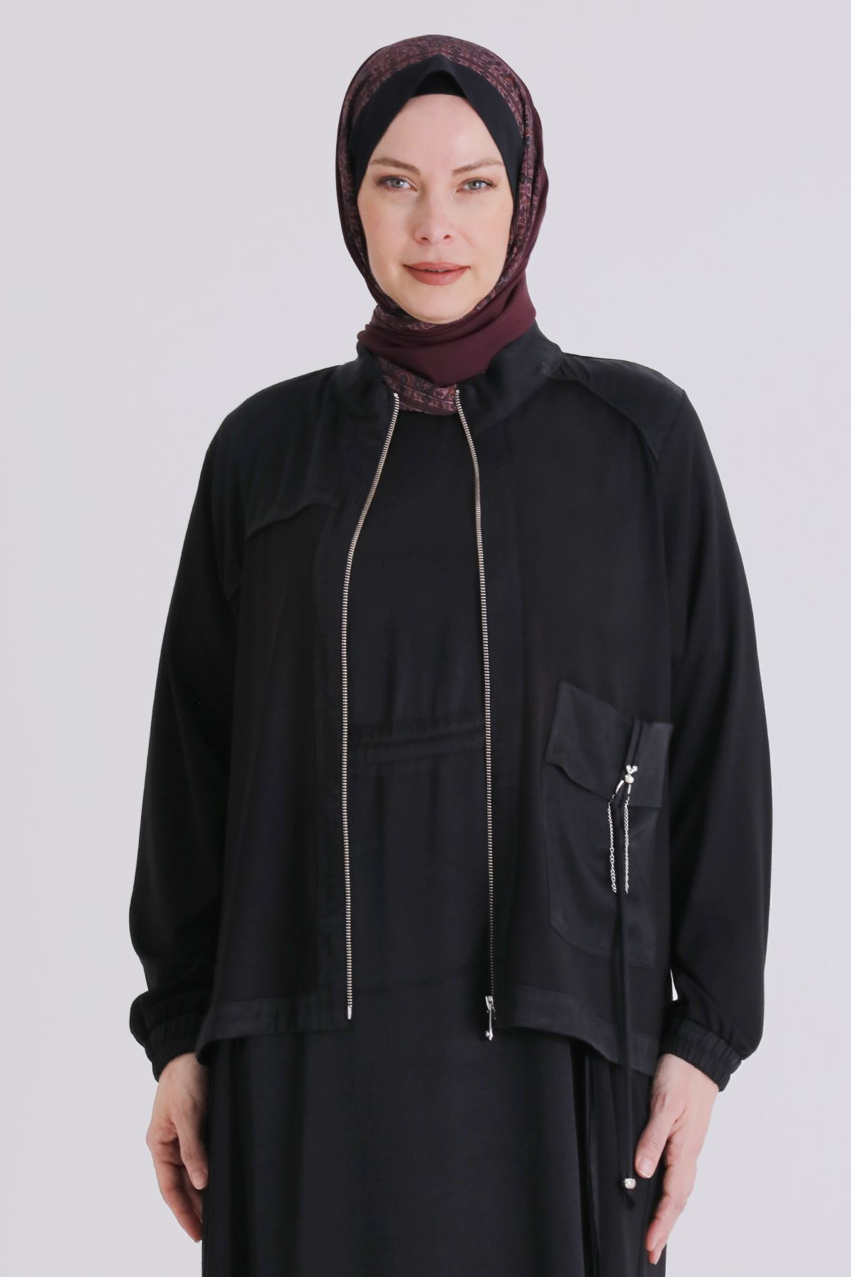 Büyük Beden Tesettür İkili Takım 40014 Siyah