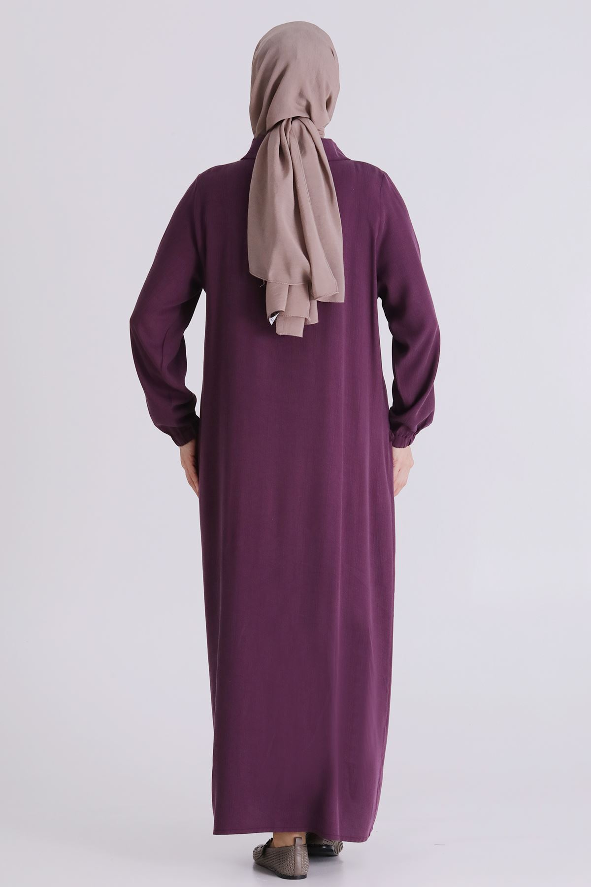 Büyük Beden Tesettür Elbise 7524 Vişne 