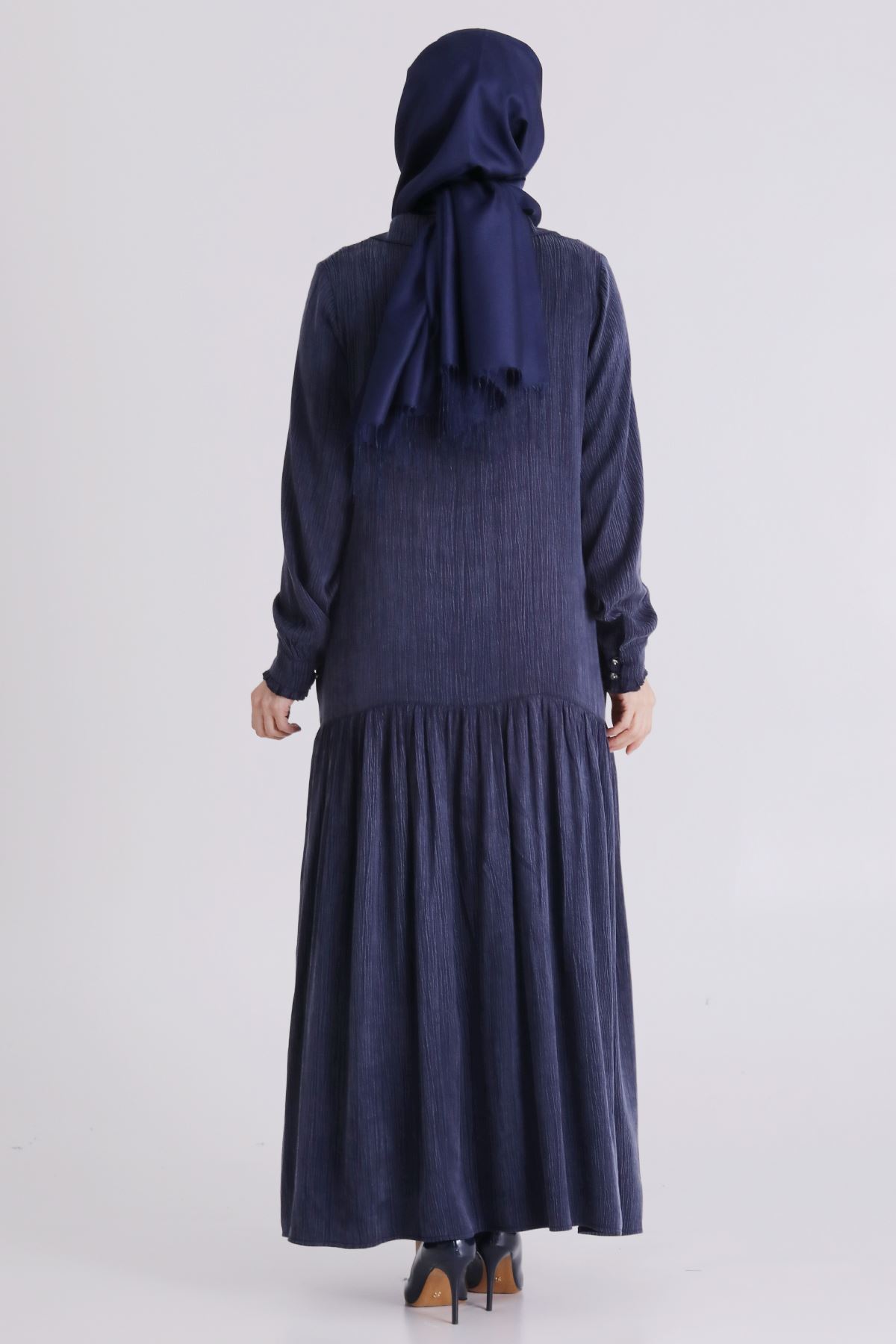 Büyük Beden Tesettür Elbise 75009 Lacivert