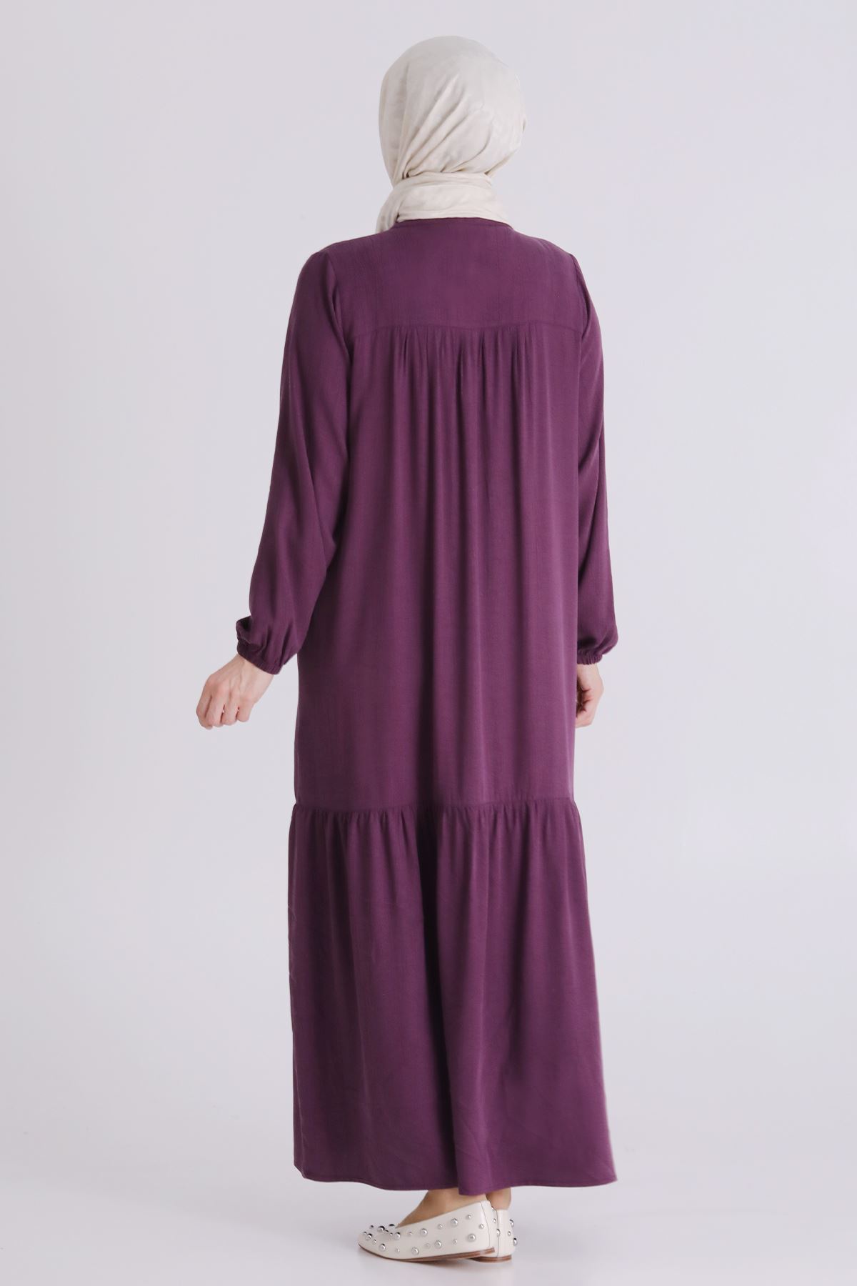 Büyük Beden Tesettür Elbise 7525 Vişne