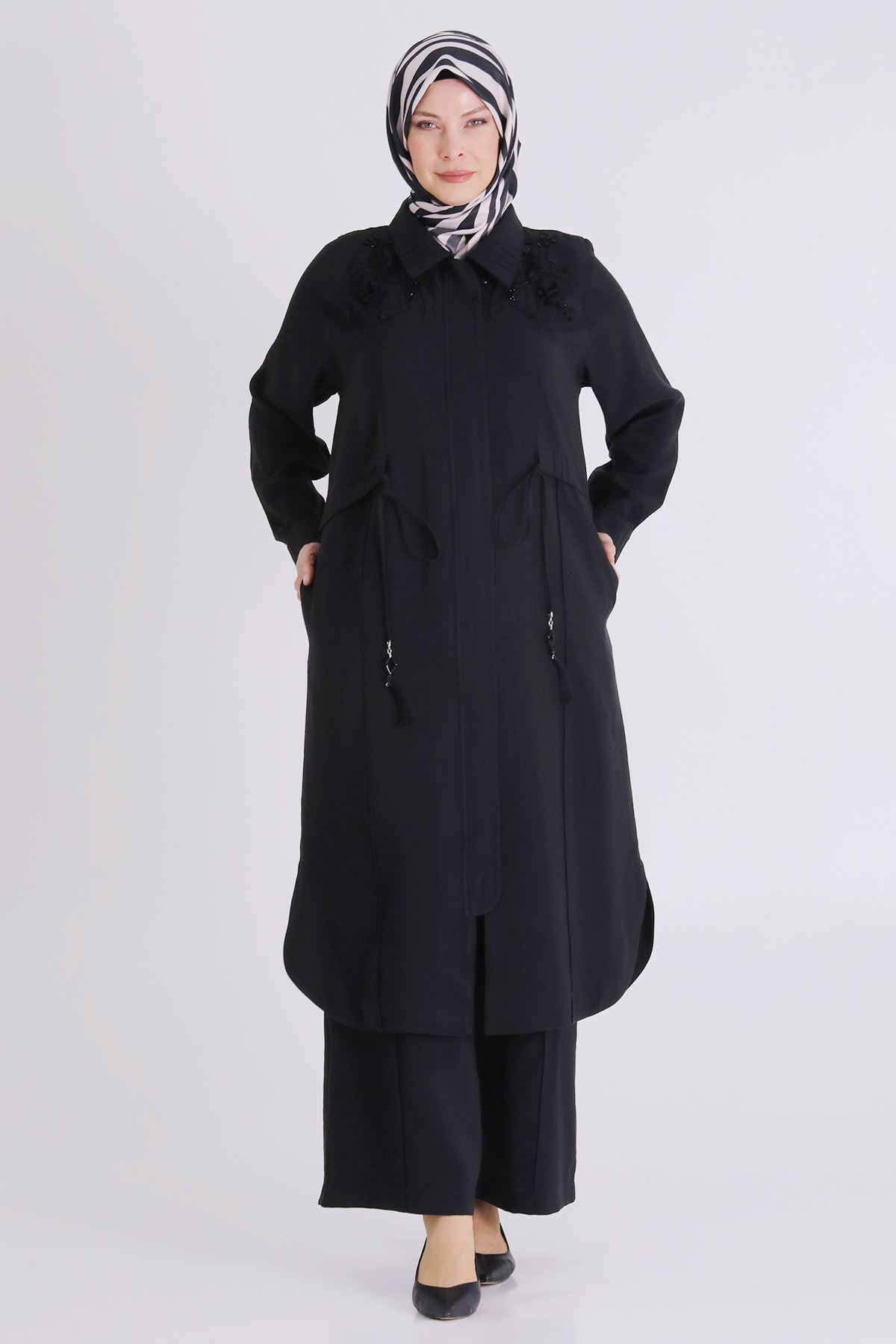 Büyük Beden Tesettür Pantolonlu Takım 35149 Siyah