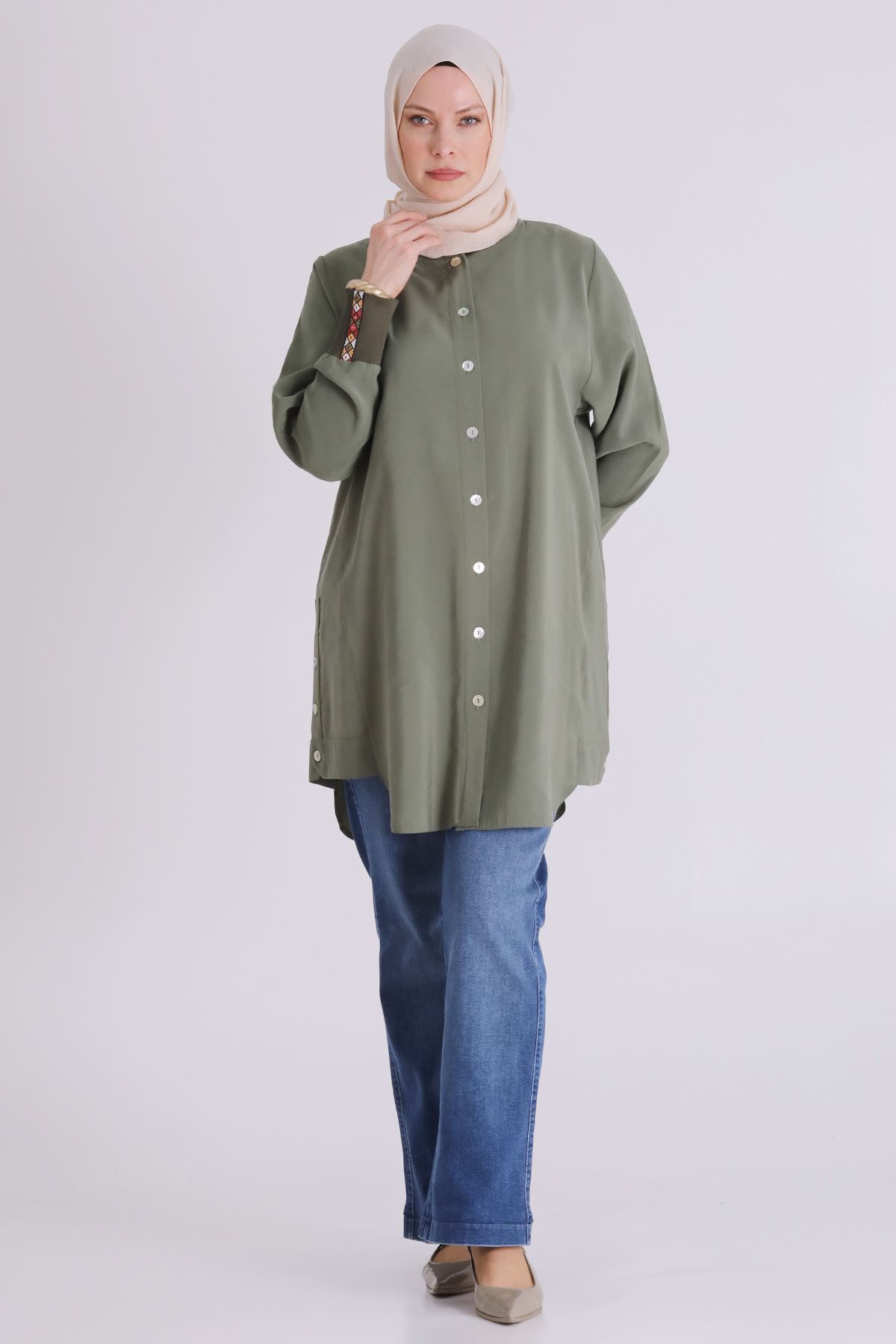 Büyük Beden Tesettür Kap 2554 Nane Yeşili