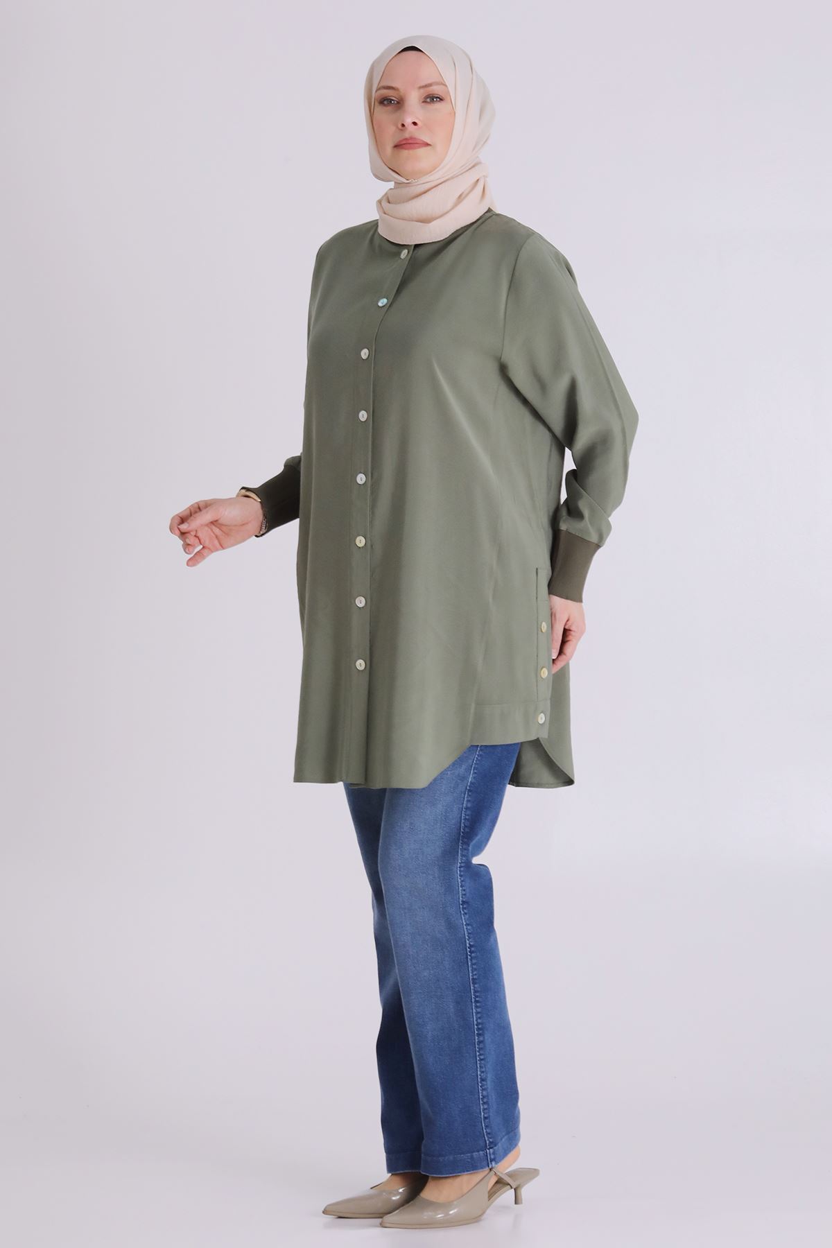 Büyük Beden Tesettür Kap 2554 Nane Yeşili