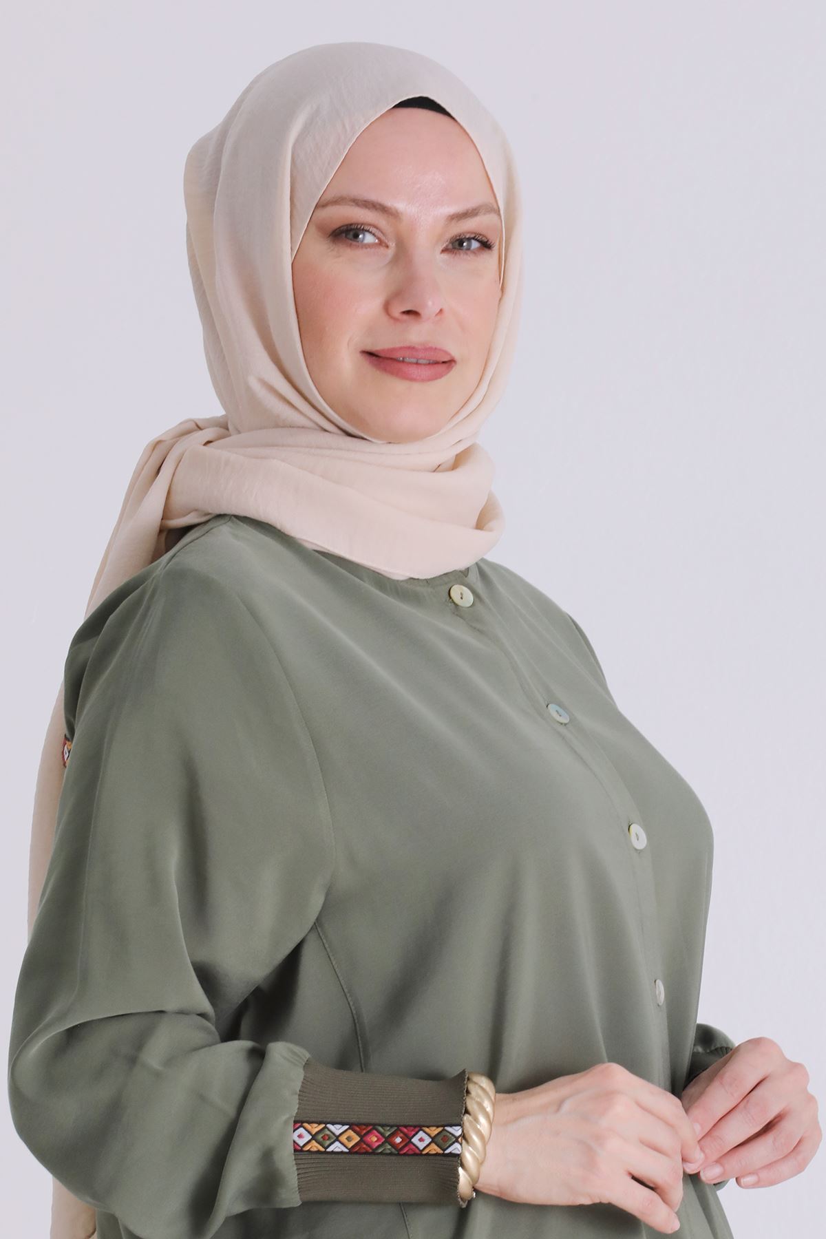 Büyük Beden Tesettür Kap 2554 Nane Yeşili