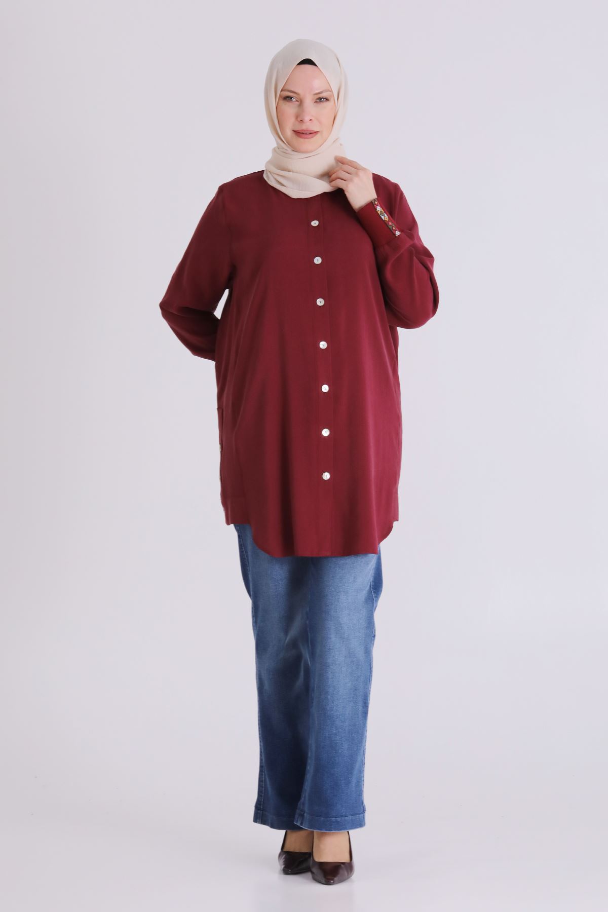 Büyük Beden Tesettür Kap 2554 Bordo