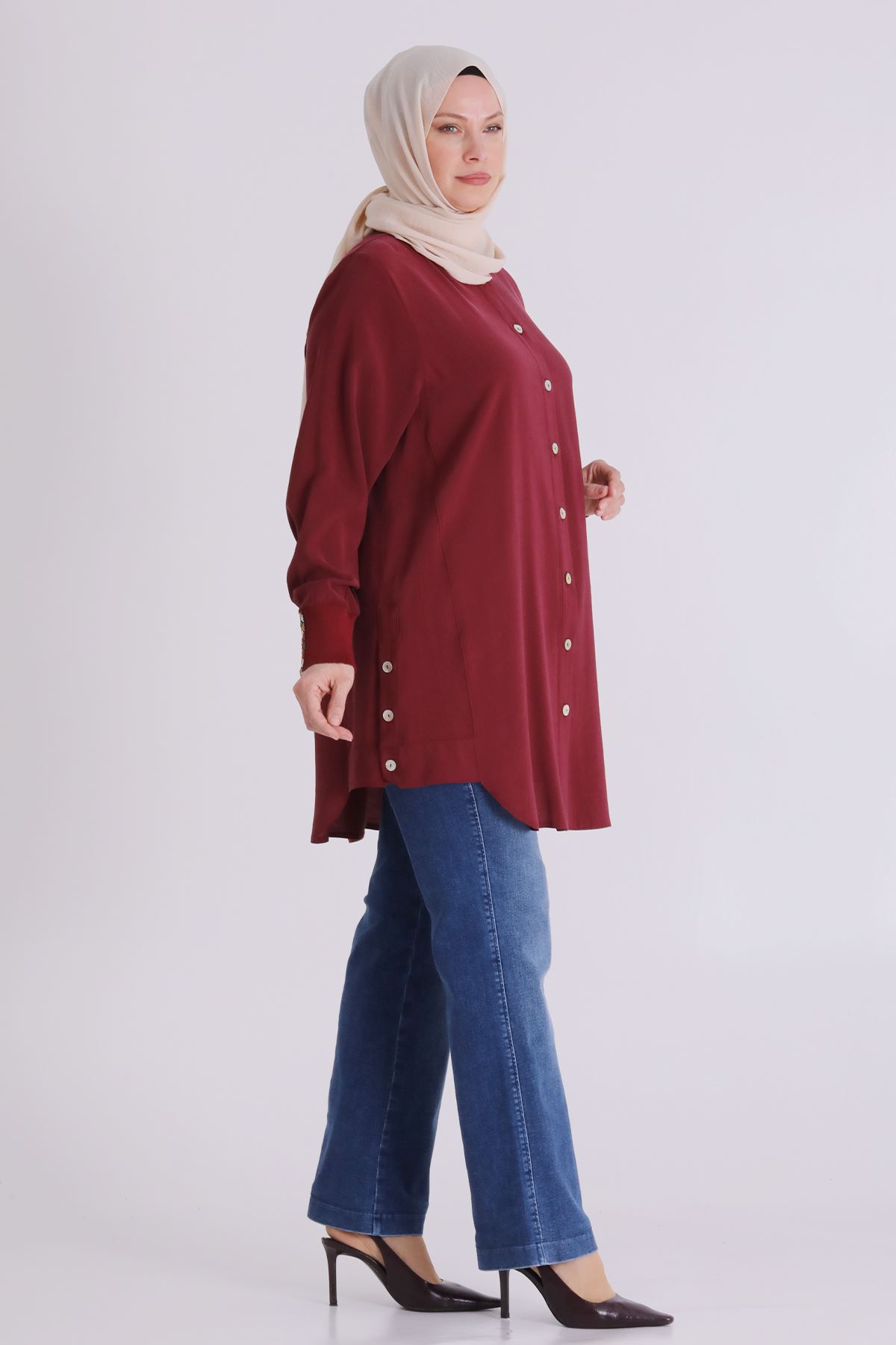 Büyük Beden Tesettür Kap 2554 Bordo