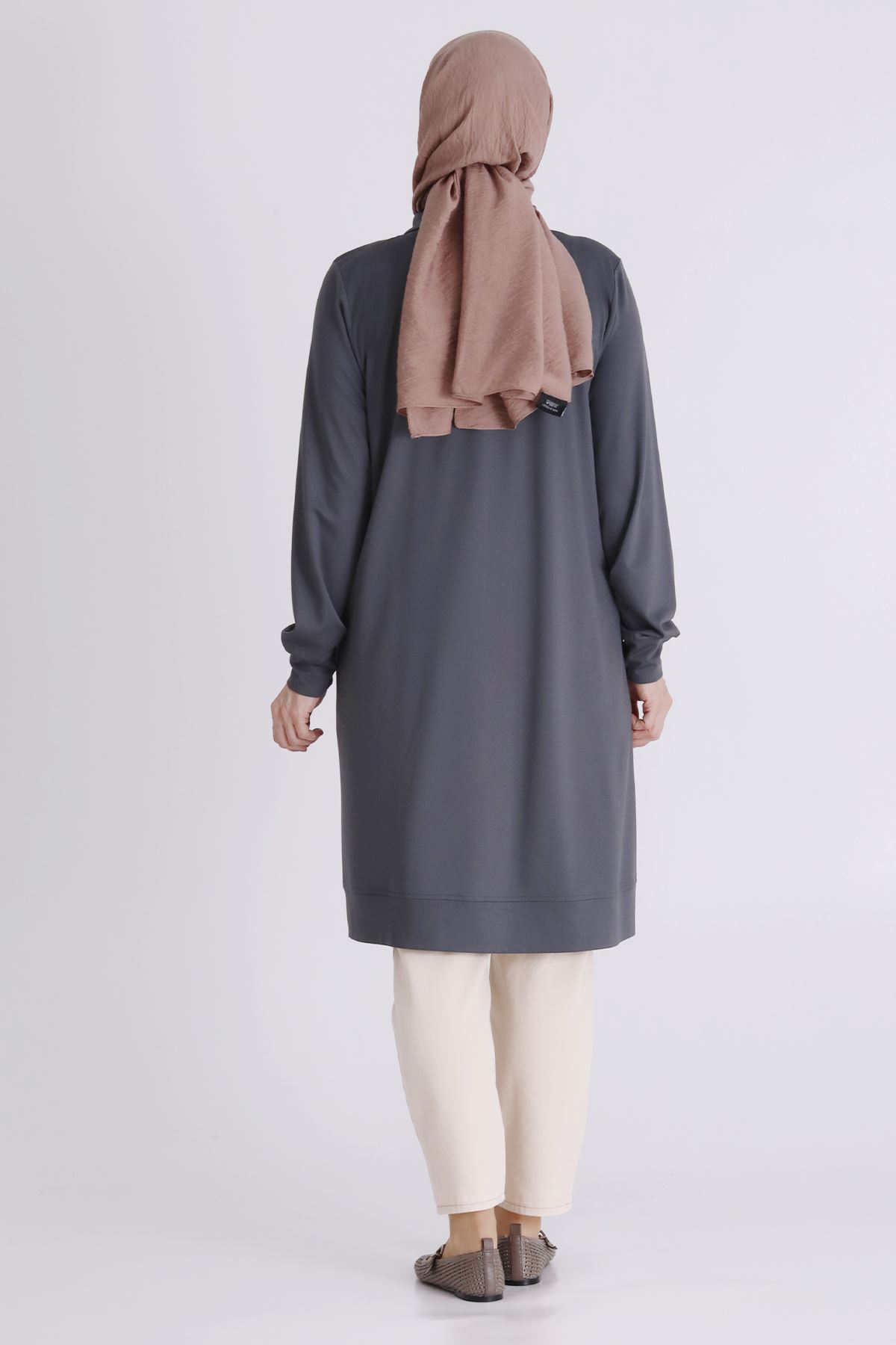 Büyük Beden Tesettür Tunik 2071 Kül Rengi