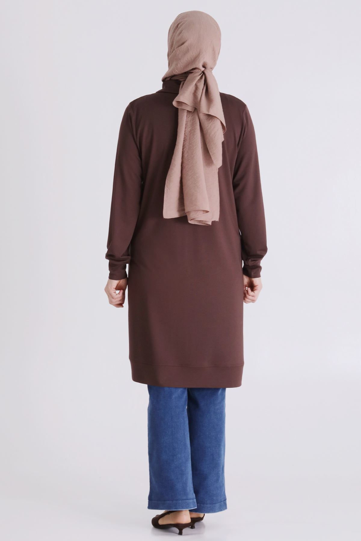 Büyük Beden Tesettür Tunik 2071 Kahve