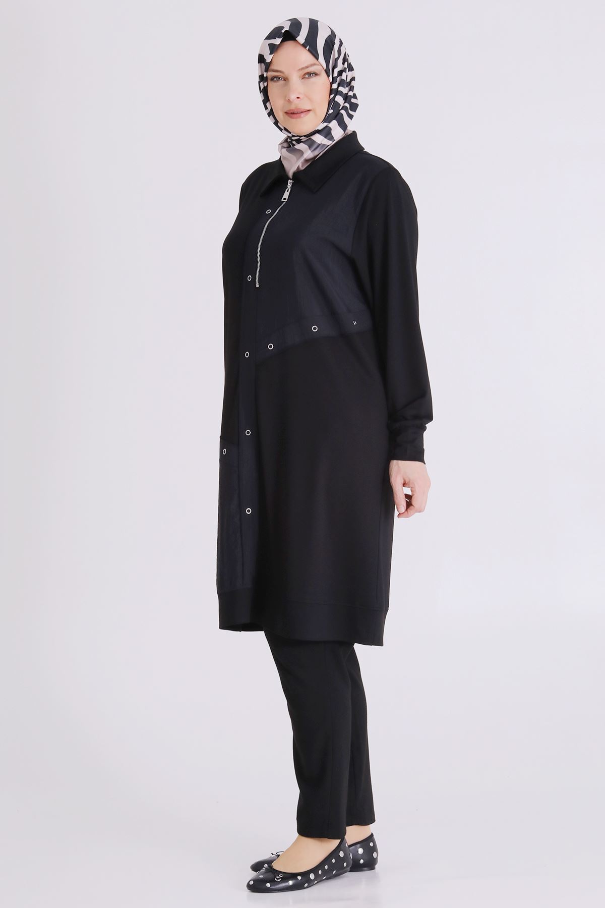 Büyük Beden Tesettür Tunik 2071 Siyah