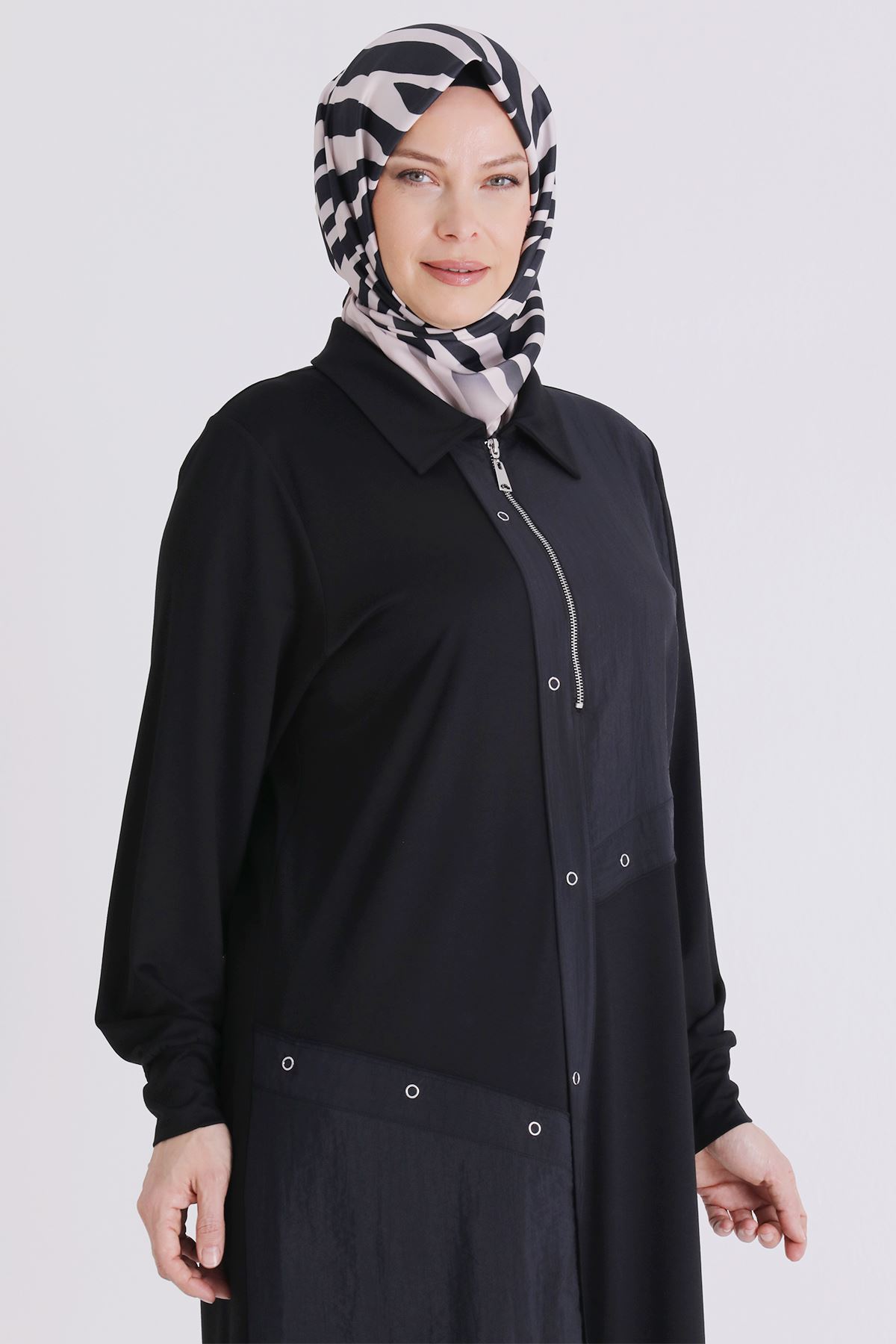 Büyük Beden Tesettür Tunik 2071 Siyah