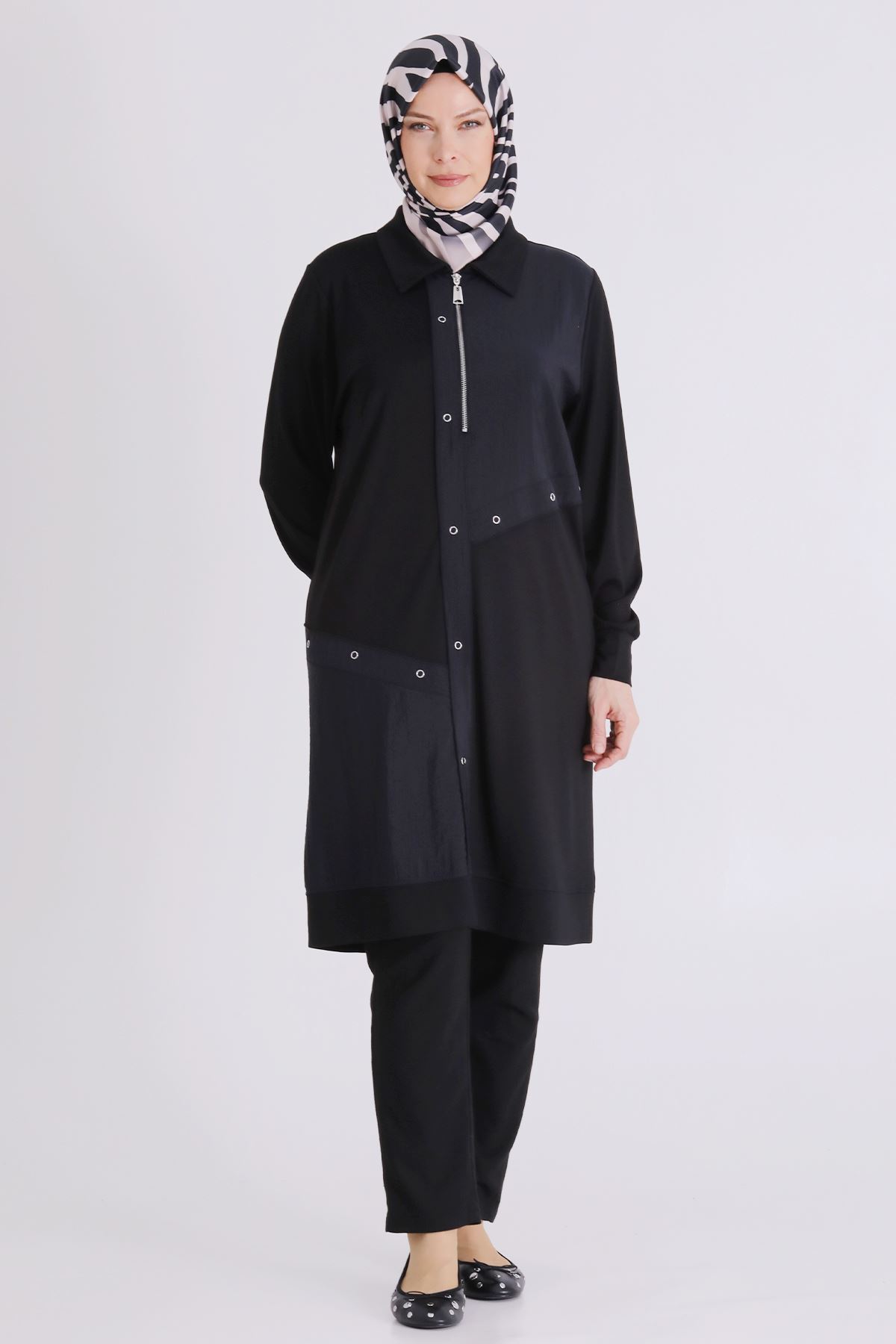 Büyük Beden Tesettür Tunik 2071 Siyah