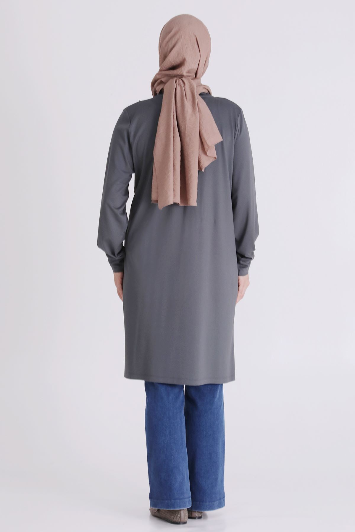 Büyük Beden Tesettür Tunik 2070 Kül Rengi