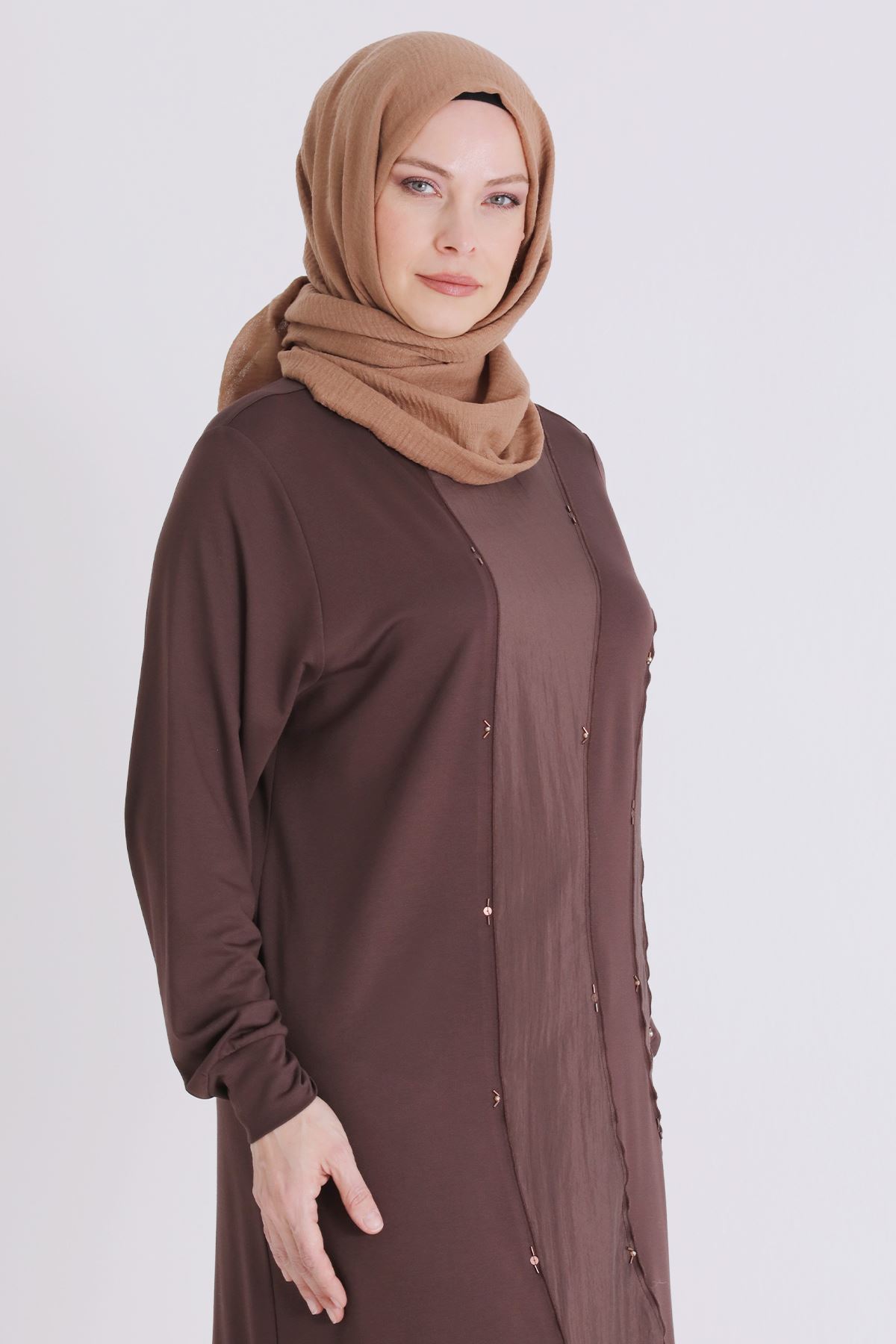 Büyük Beden Tesettür Tunik 2070 Kahve