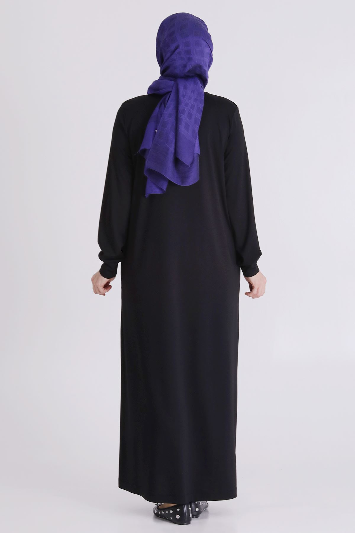 Büyük Beden Tesettür Elbise 7527 Siyah