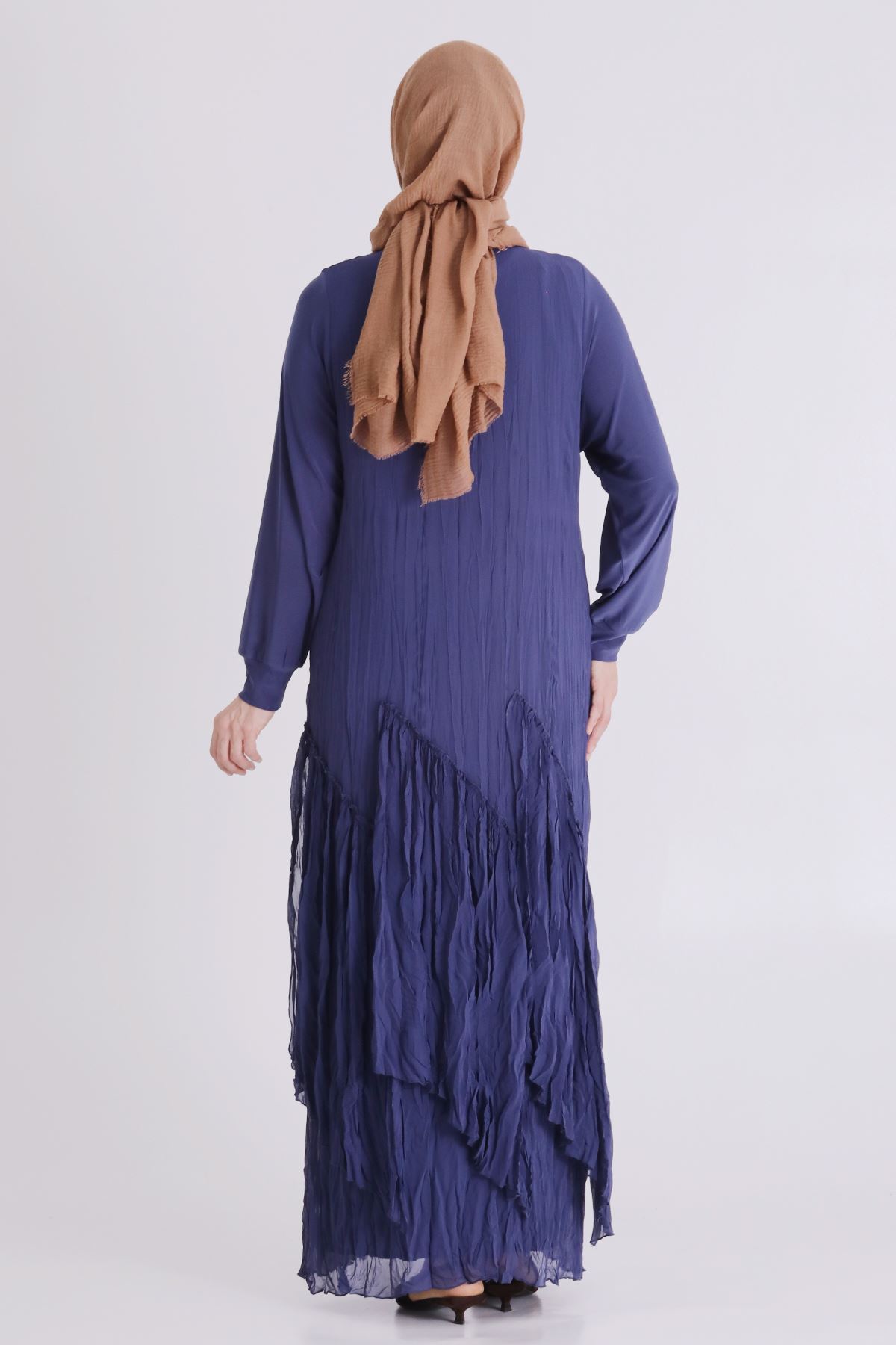 Büyük Beden Tesettür Elbise 7526 Morcivert