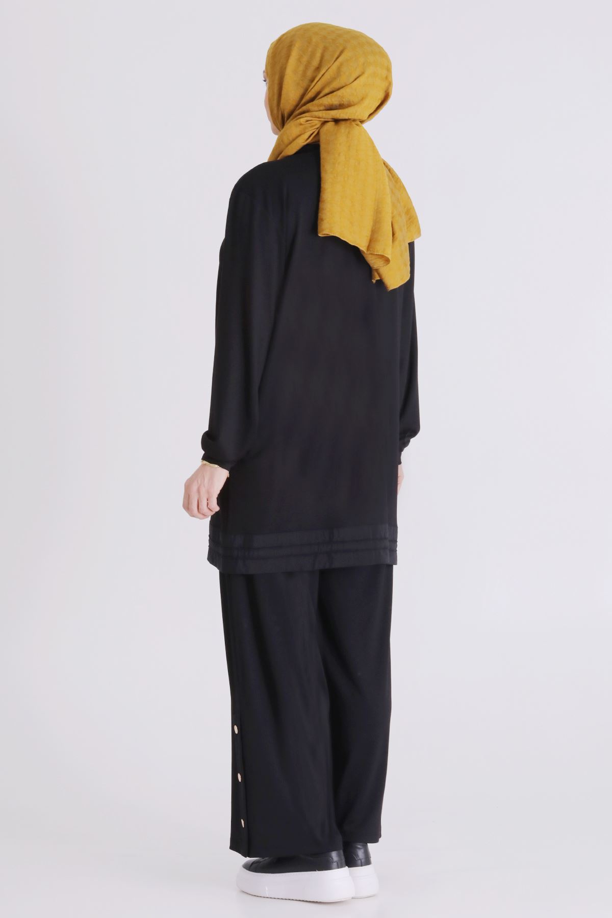 Büyük Beden Tesettür Pantolonlu Takım 3558 Siyah