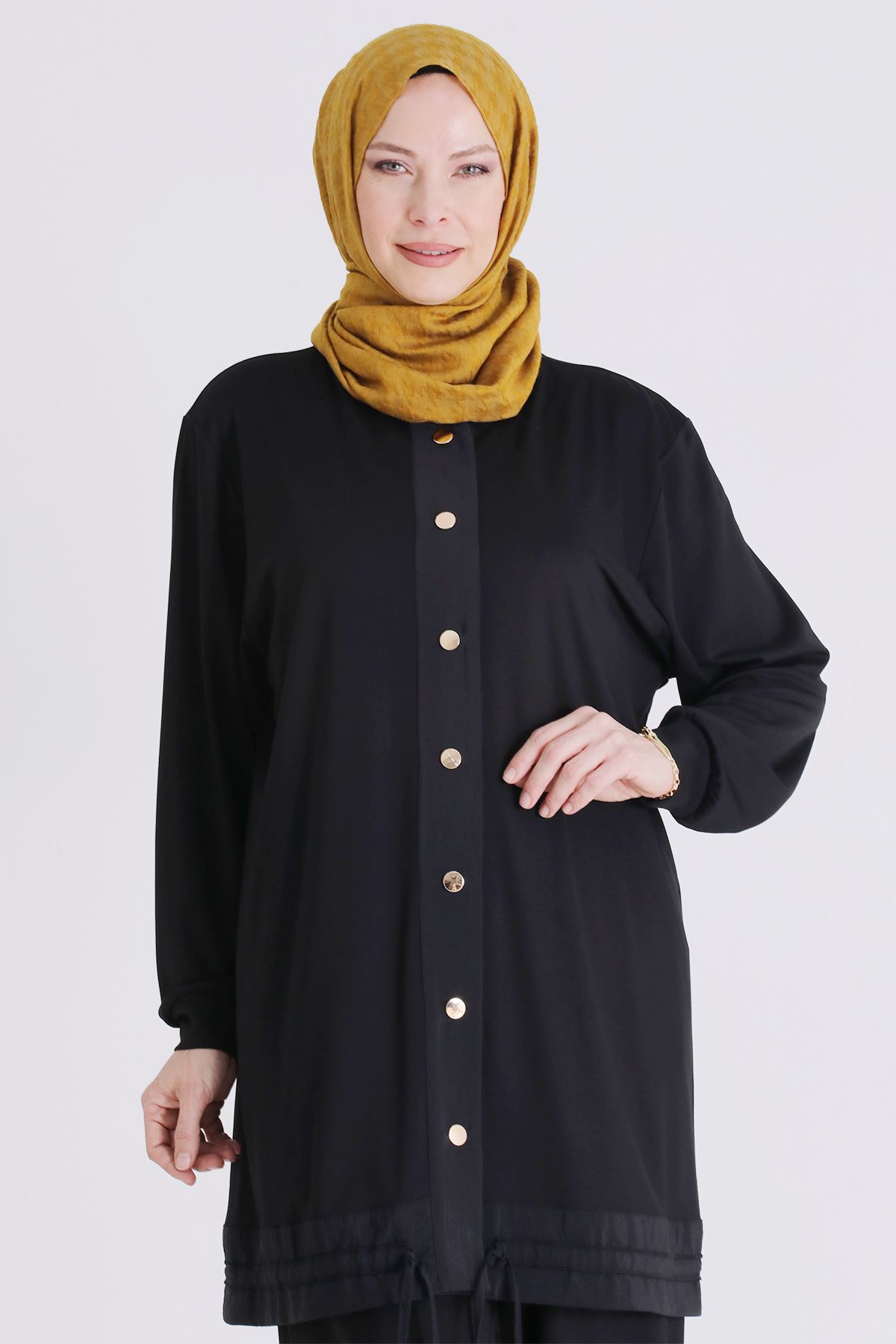 Büyük Beden Tesettür Pantolonlu Takım 3558 Siyah