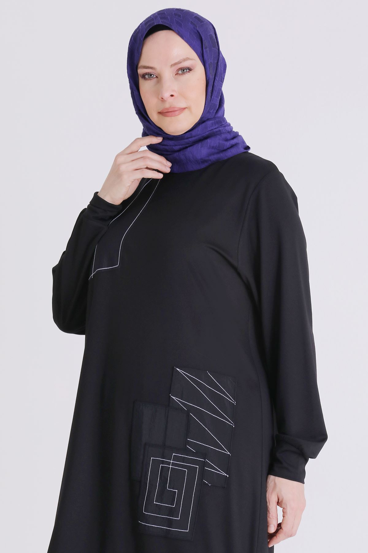 Büyük Beden Tesettür Pantolonlu Takım 3557 Siyah