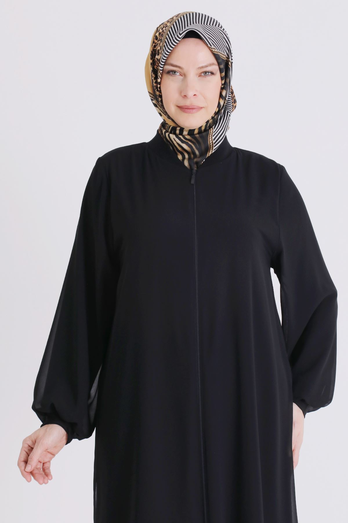 Büyük Beden Tesettür Ferace 2830 Siyah
