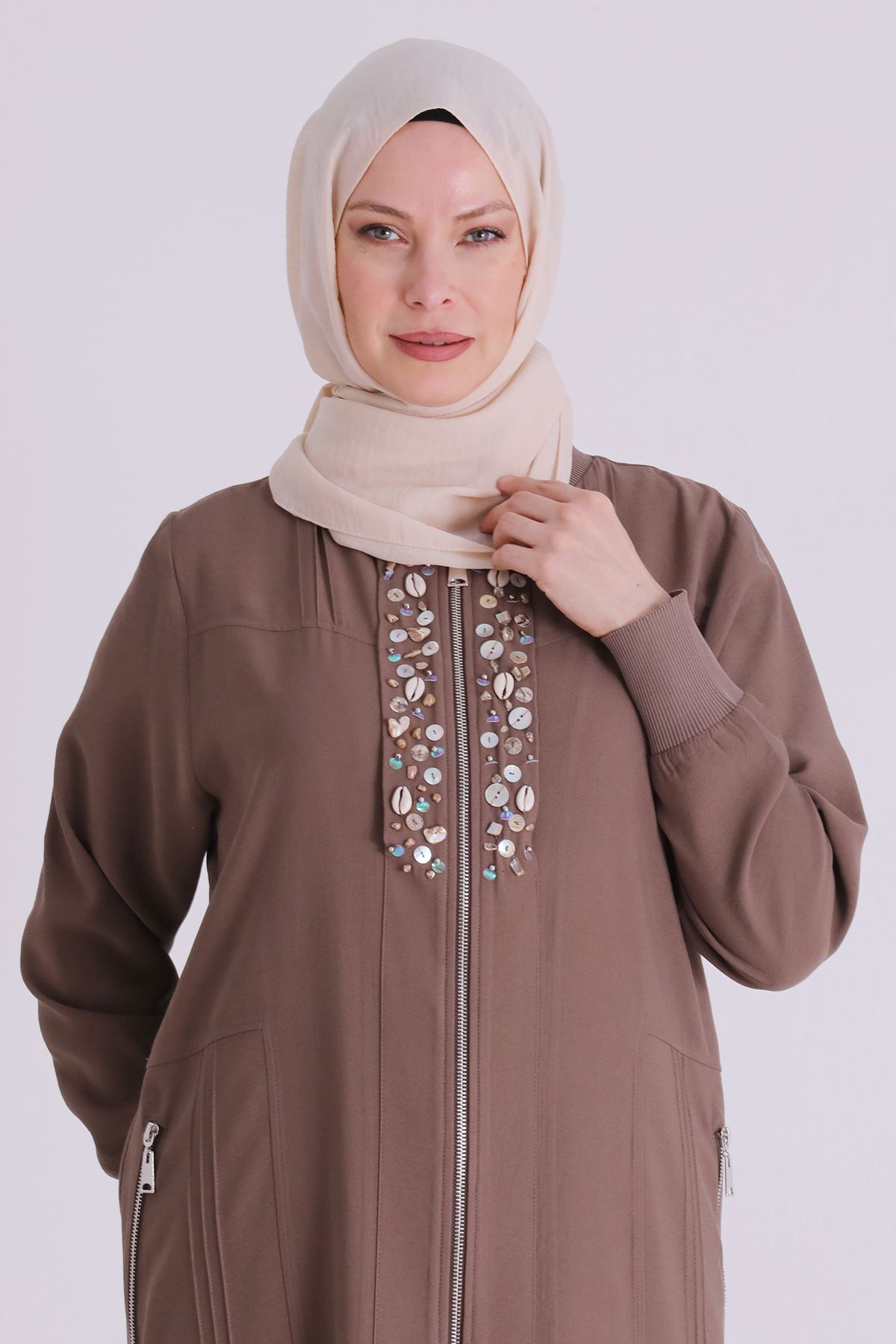 Büyük Beden Tesettür Kap 25148 Fındık Kabuğu
