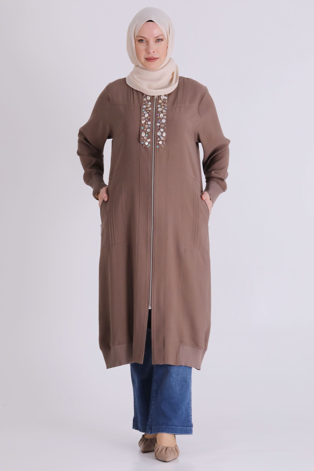 Büyük Beden Tesettür Kap 25148 Fındık Kabuğu