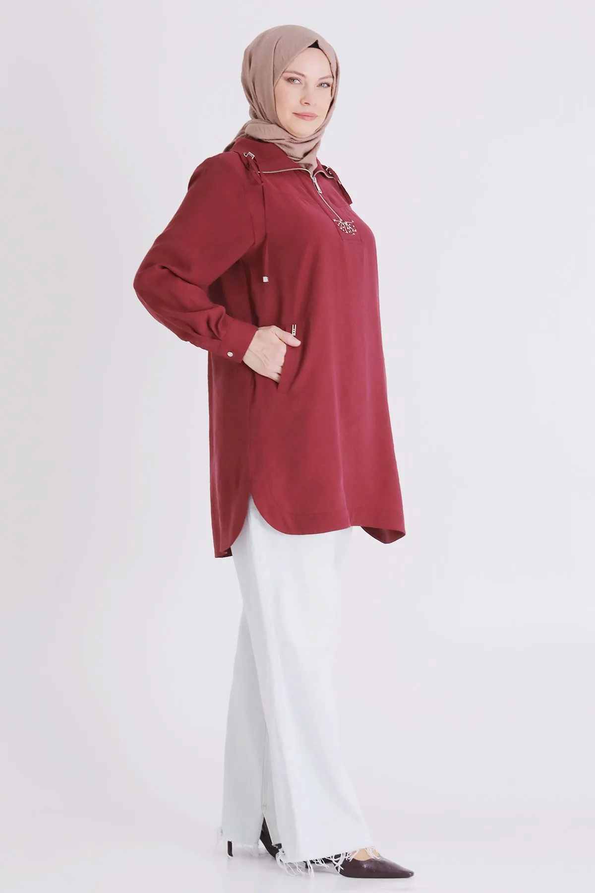 Büyük Beden Tesettür Tunik 23039 Bordo