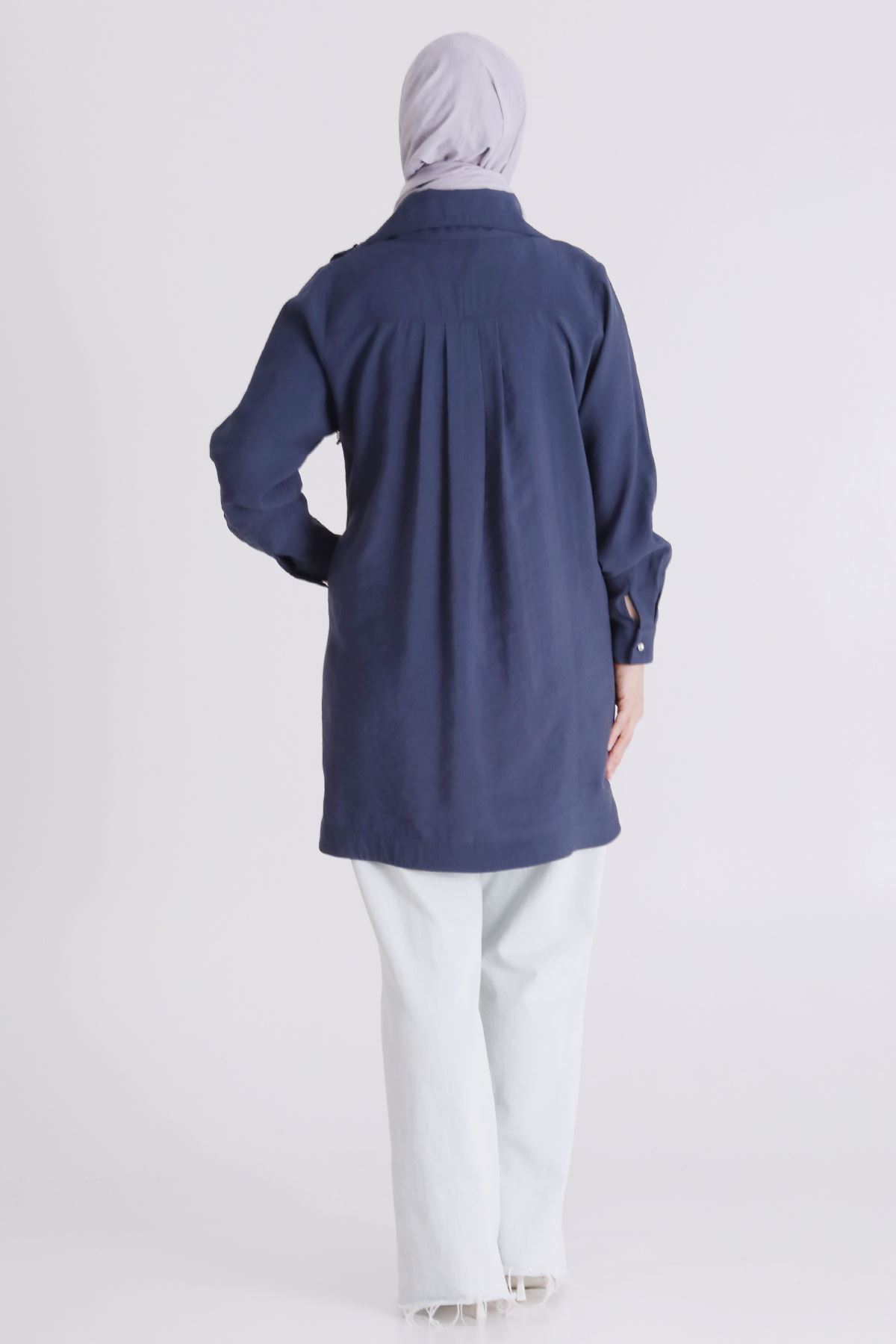 Büyük Beden Tesettür Tunik 23039 İndigo