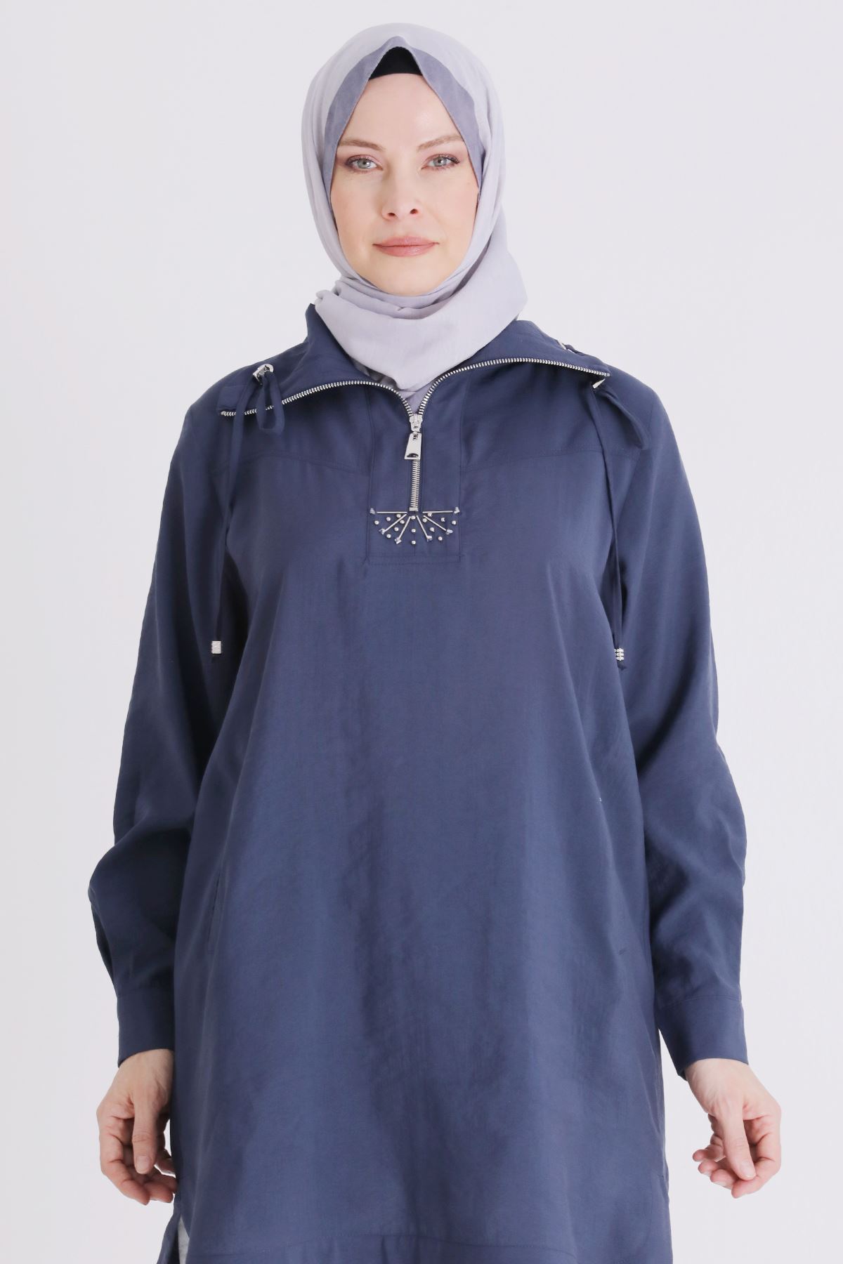 Büyük Beden Tesettür Tunik 23039 İndigo