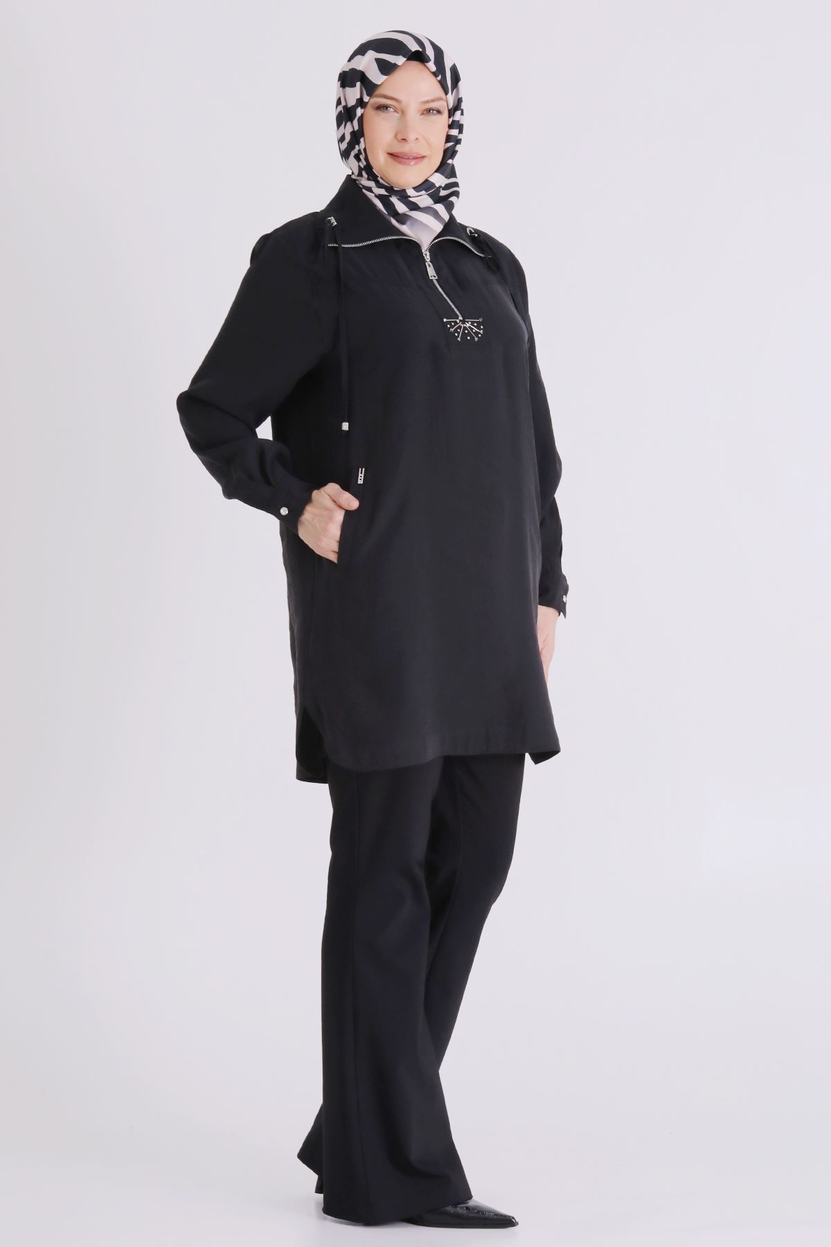 Büyük Beden Tesettür Tunik 23039 Siyah