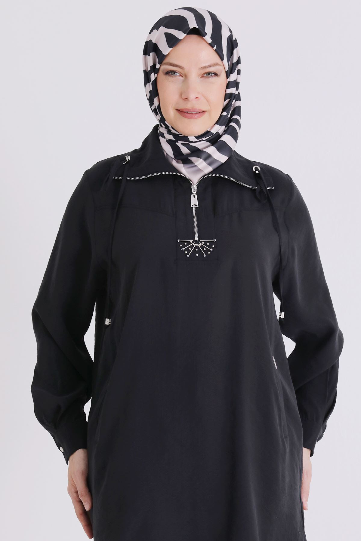 Büyük Beden Tesettür Tunik 23039 Siyah