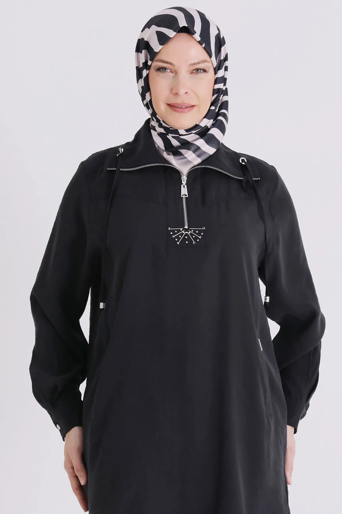 Büyük Beden Tesettür Tunik 23039 Siyah