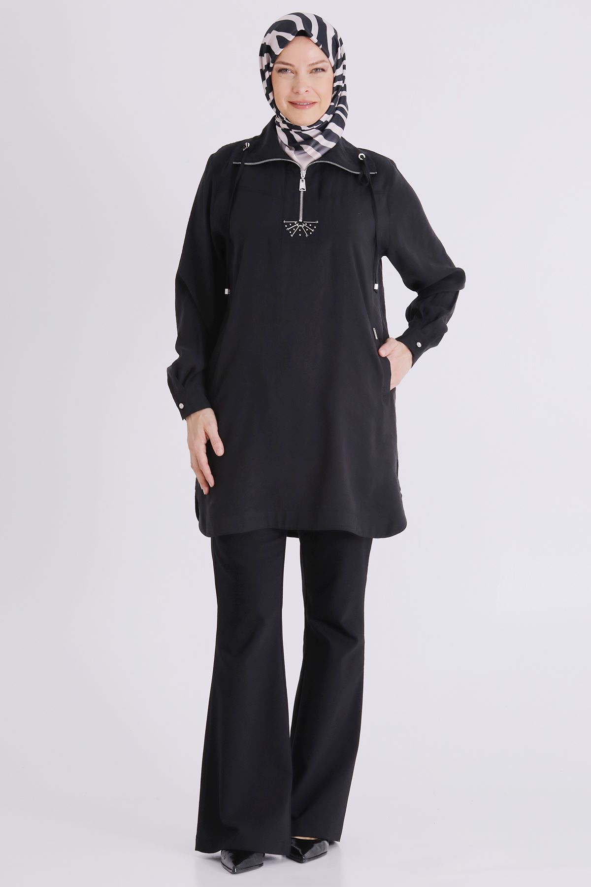 Büyük Beden Tesettür Tunik 23039 Siyah