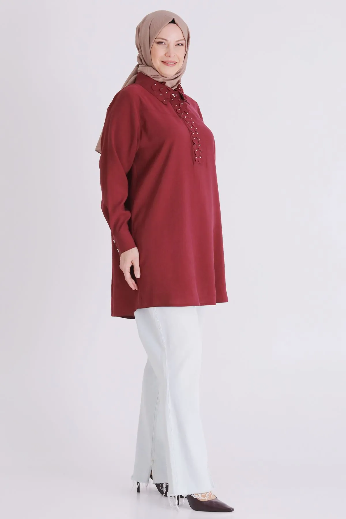 Büyük Beden Tesettür Tunik 23038 Bordo