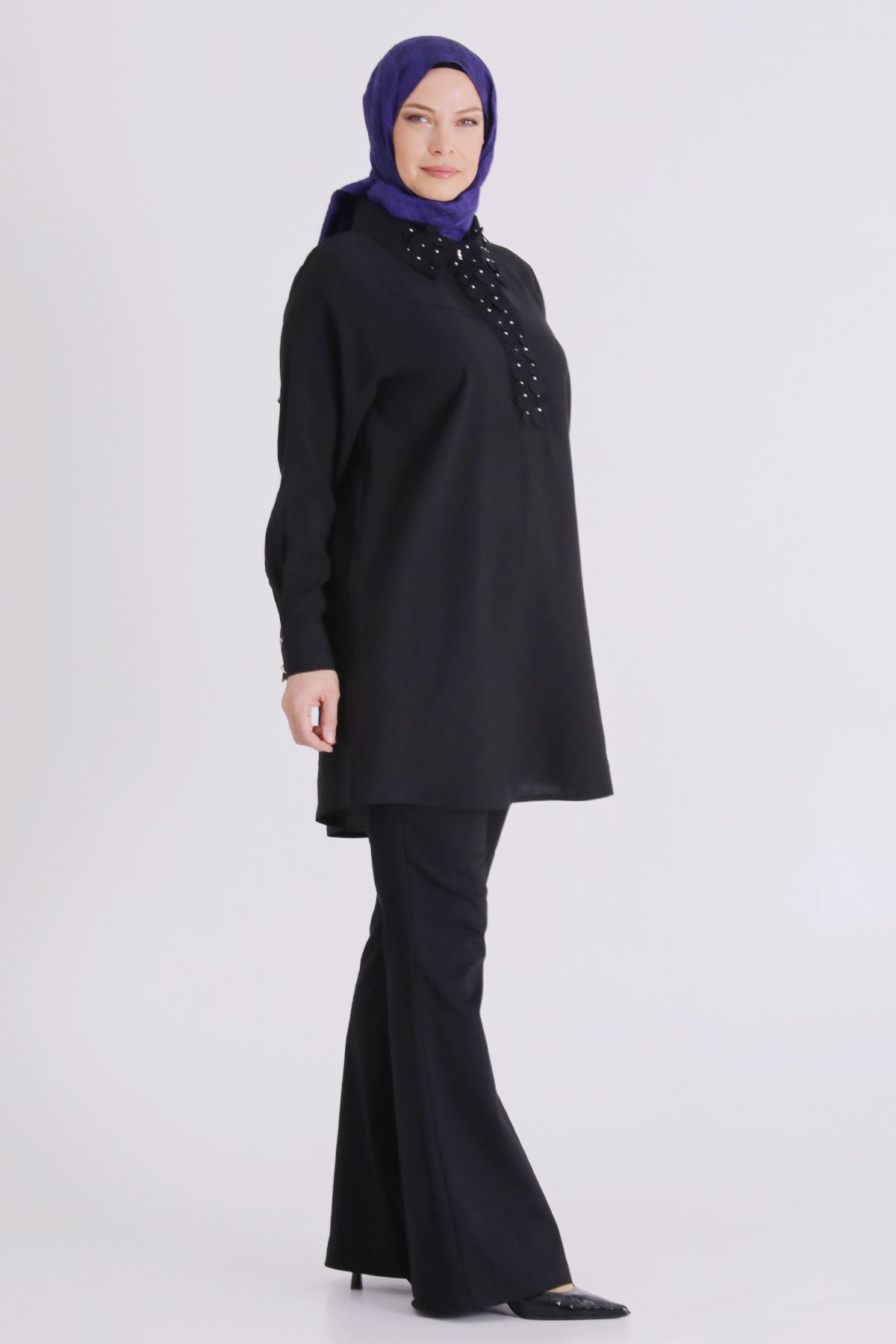 Büyük Beden Tesettür Tunik 23038 Siyah