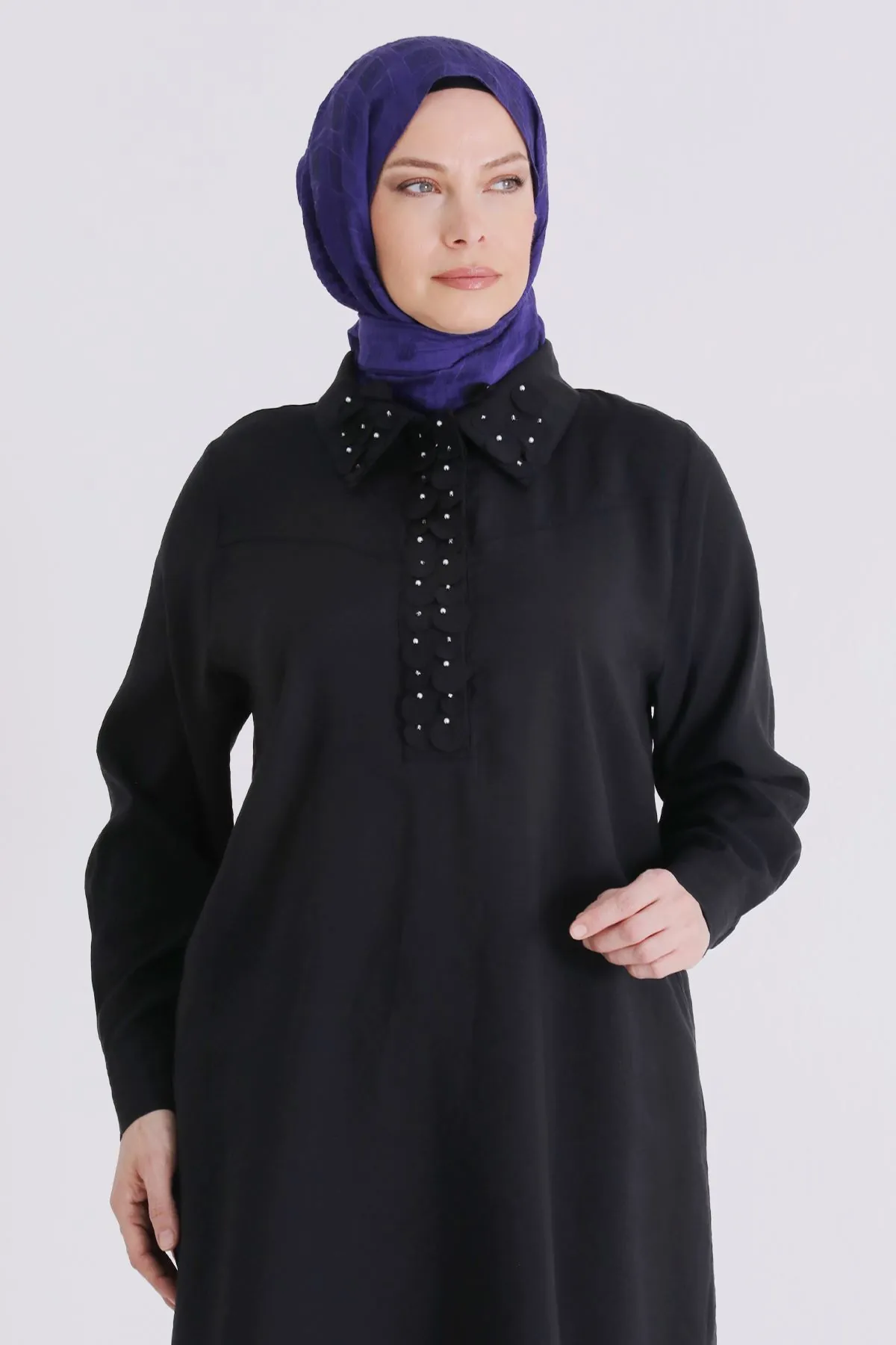 Büyük Beden Tesettür Tunik 23038 Siyah