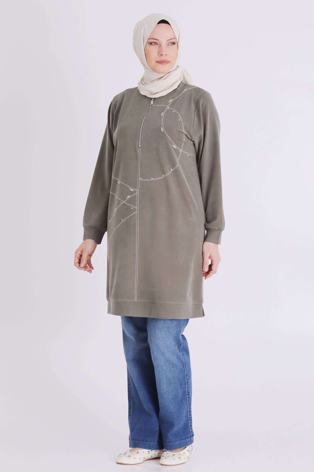 Büyük Beden Tesettür Tunik 20141 Haki