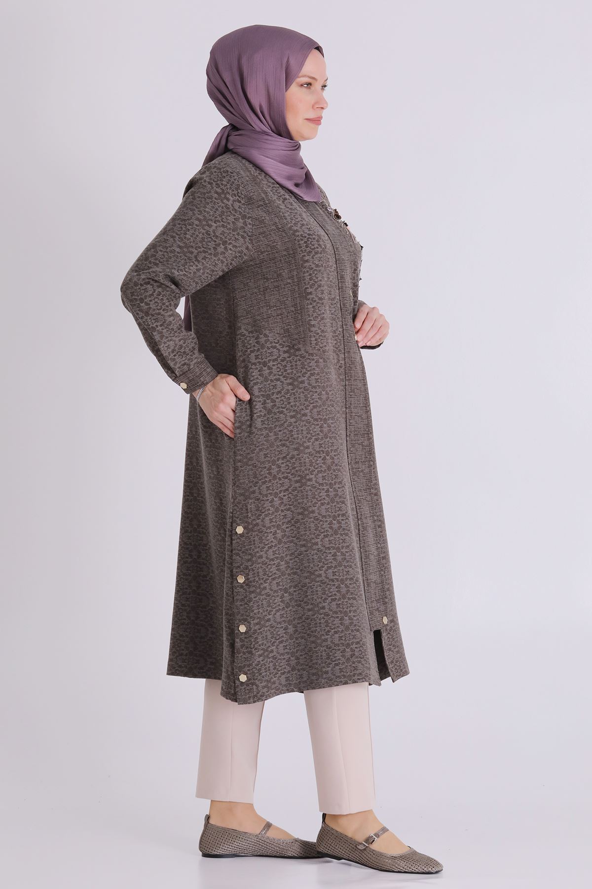 Büyük Beden Tesettür Kap 25150 Koyu Vizon