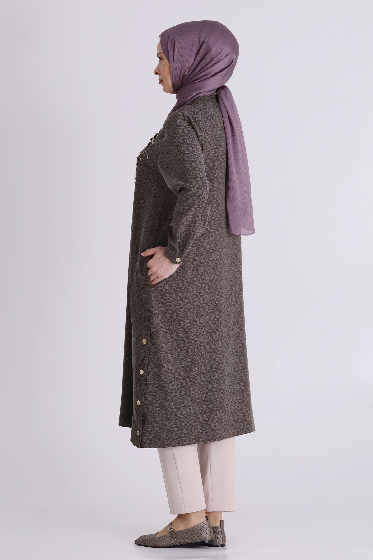 Büyük Beden Tesettür Kap 25150 Koyu Vizon