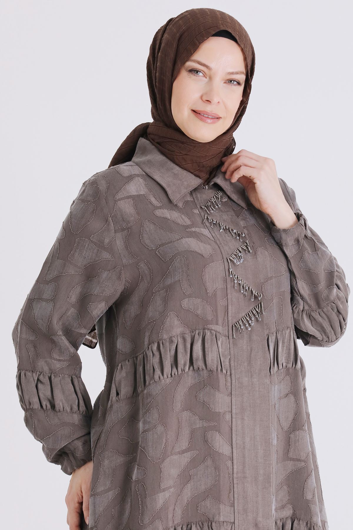 Büyük Beden Tesettür Kap 25145 Koyu Vizon