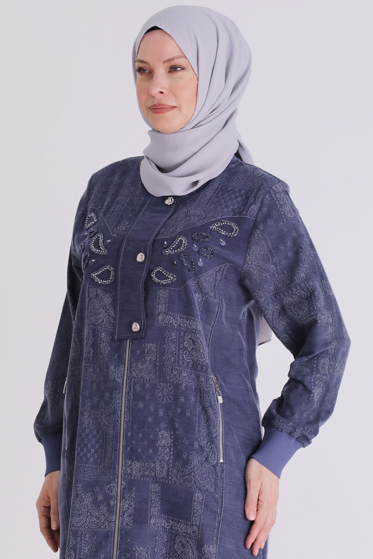 Büyük Beden Tesettür Kap 25149 Denim Mavi