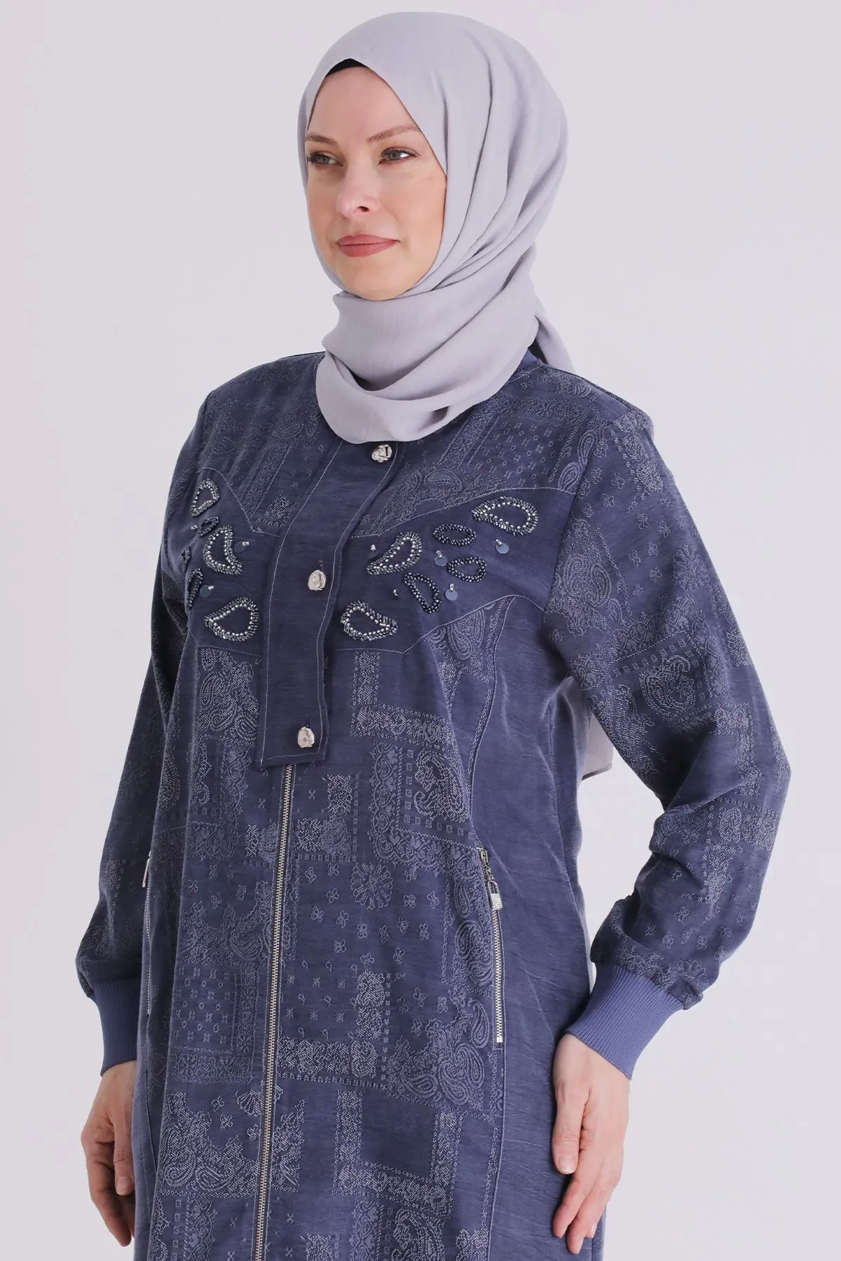 Büyük Beden Tesettür Kap 25149 Denim Mavi