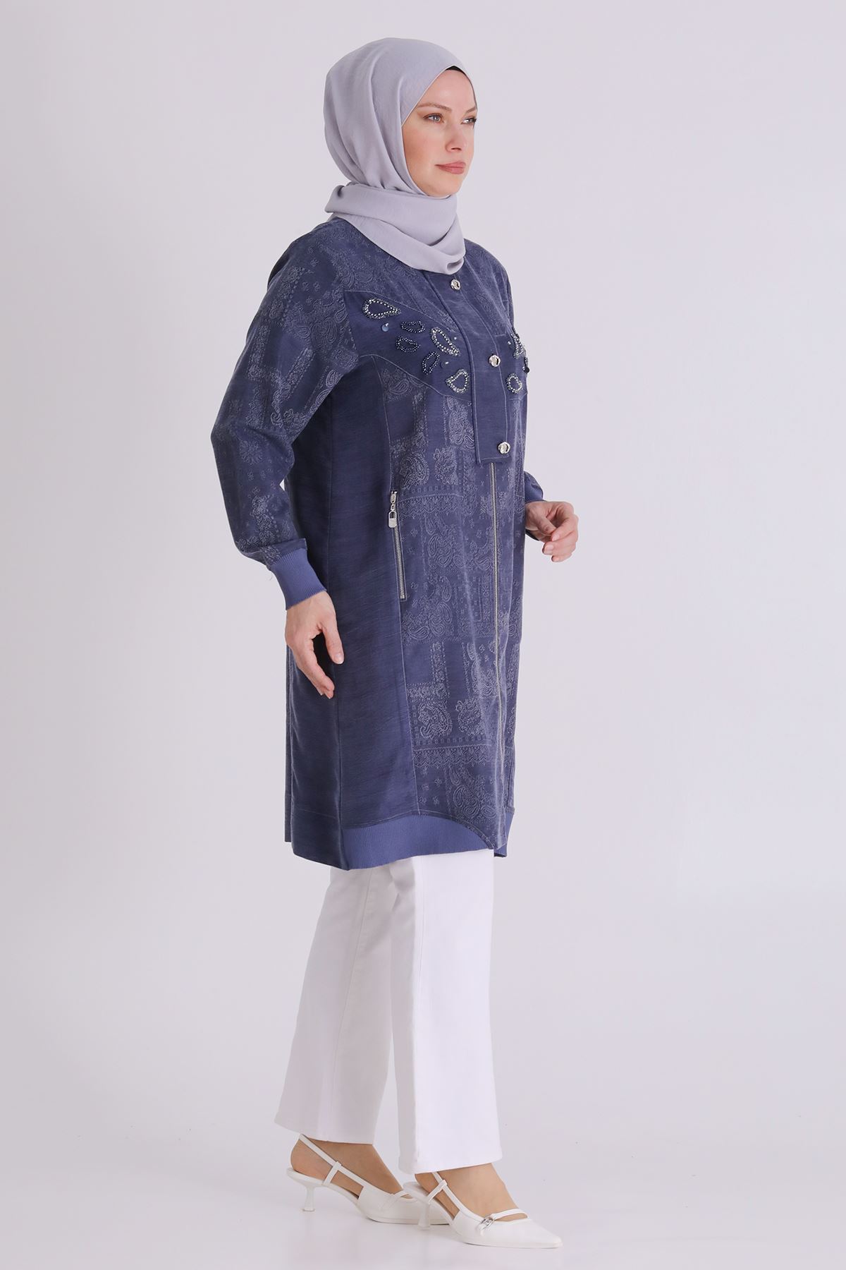 Büyük Beden Tesettür Kap 25149 Denim Mavi
