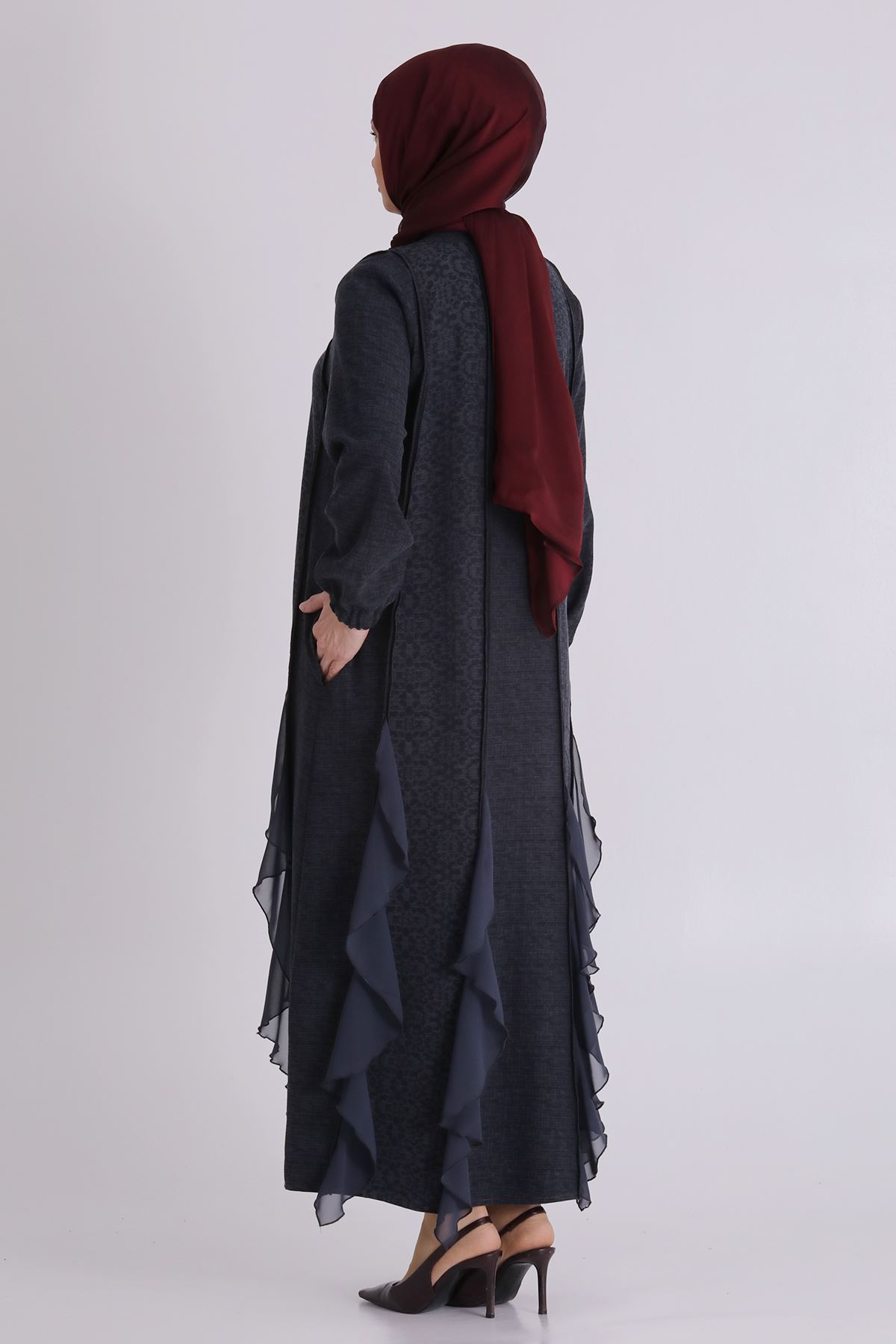 Büyük Beden Tesettür Elbise 75010 Siyah